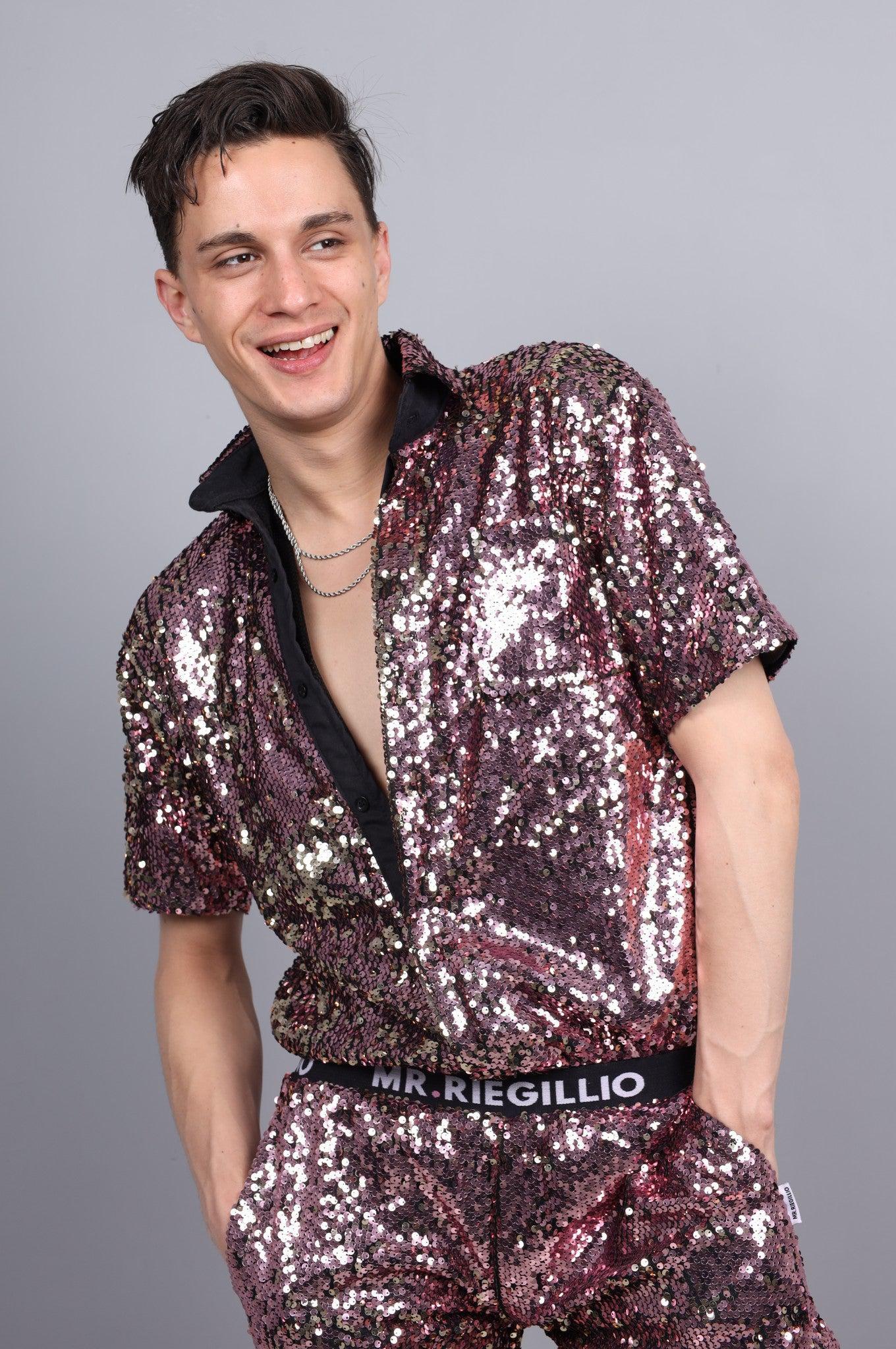Pink/Gold Sequin Shirt *STORE ONLY* at MR. Riegillio