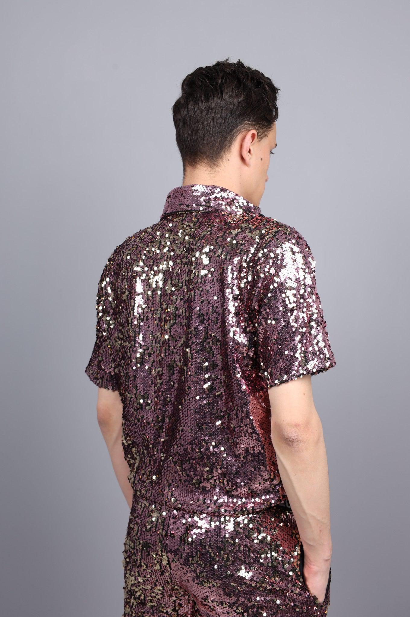 Pink/Gold Sequin Shirt *STORE ONLY* at MR. Riegillio