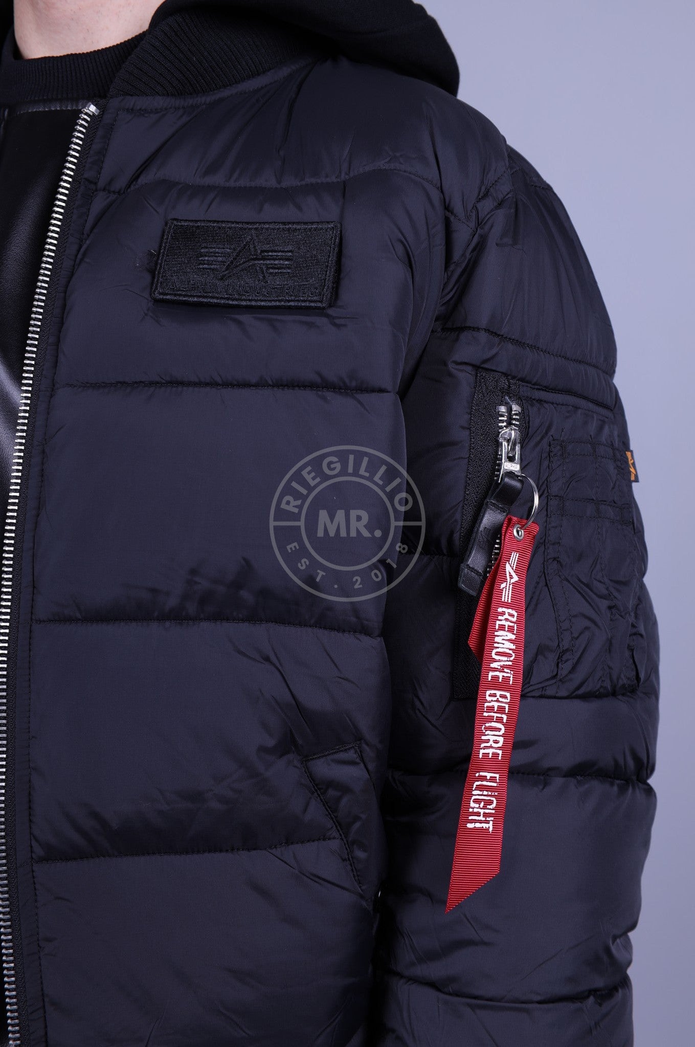 Alpha Industries MA-1 ZH Back Print Puffer FD - Black-at MR. Riegillio