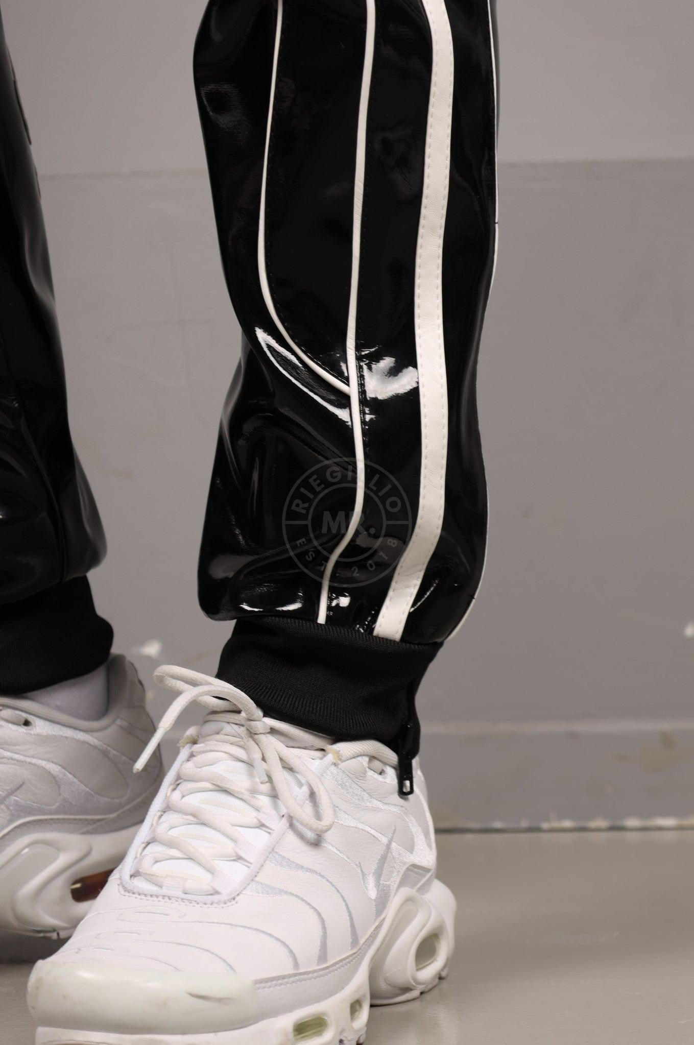 Black PVC Puppy Tracksuit Pants at MR. Riegillio