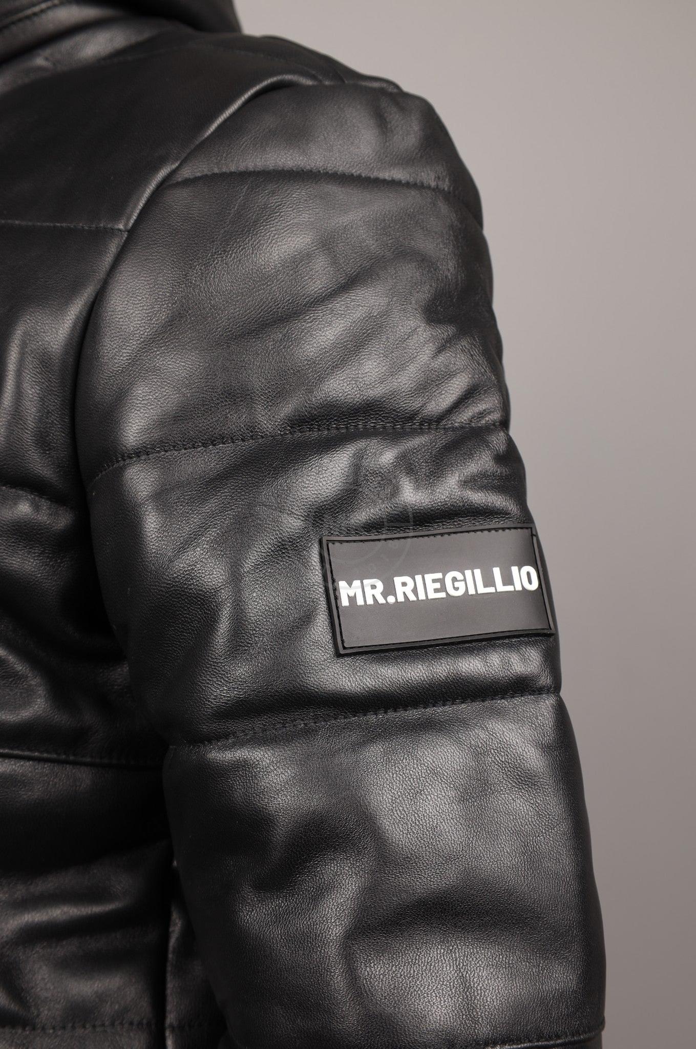 Black Leather Puffed Bomber Jacket at MR. Riegillio
