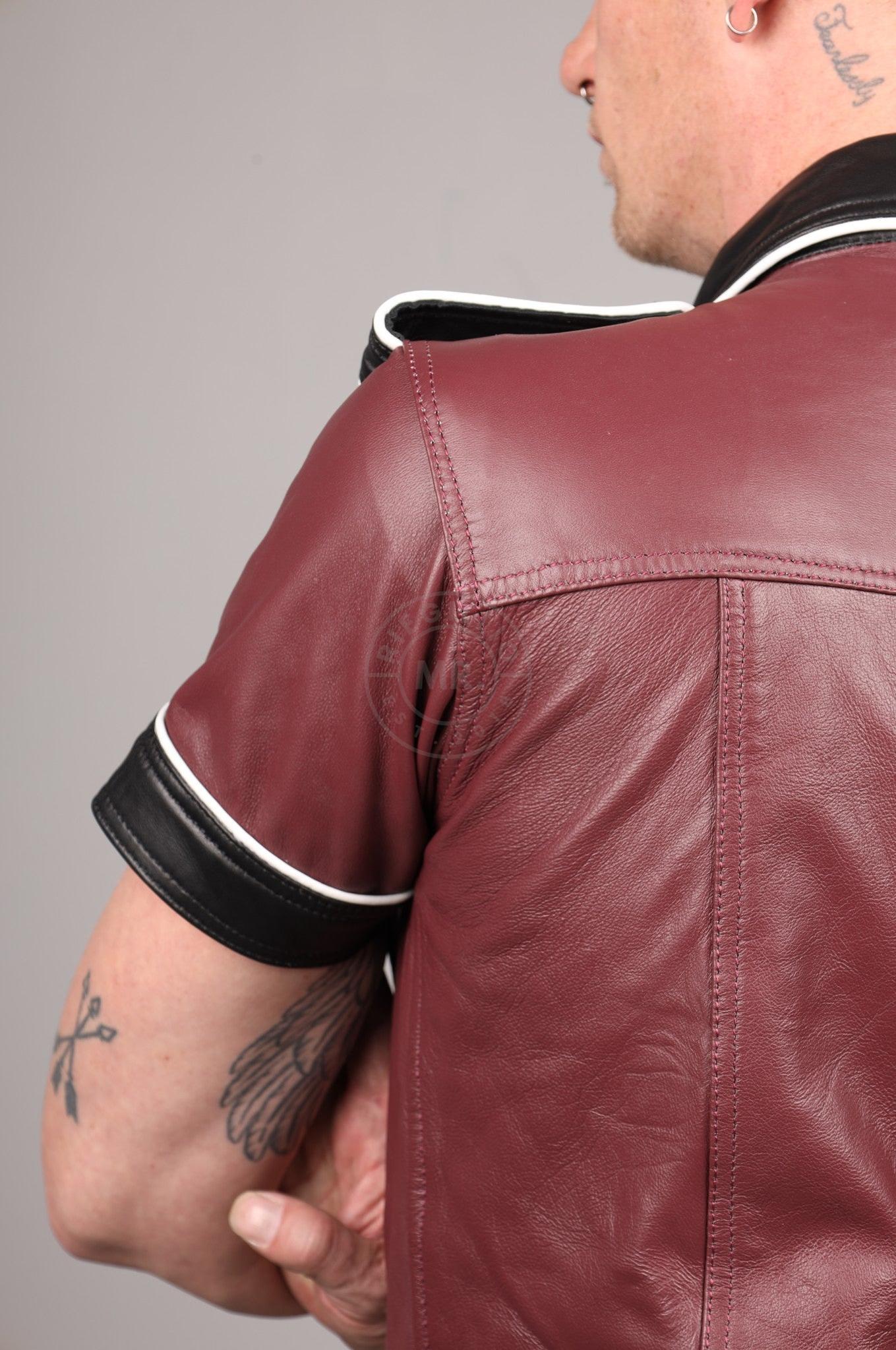 Colored Leather Shirt - Burgundy at MR. Riegillio