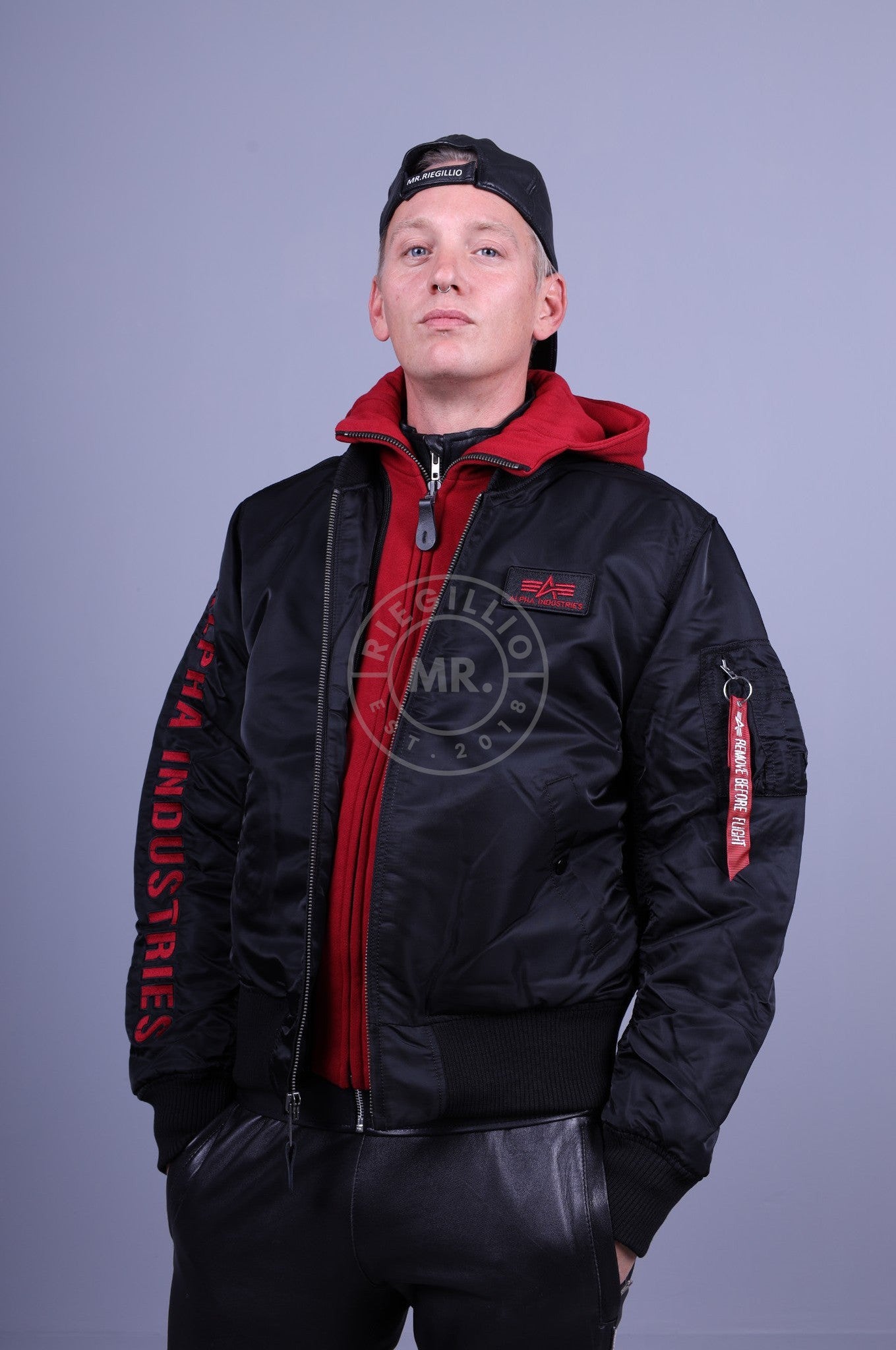 Alpha Industries MA-1 ZH D-Tec SE Jacket - Black / Red at MR