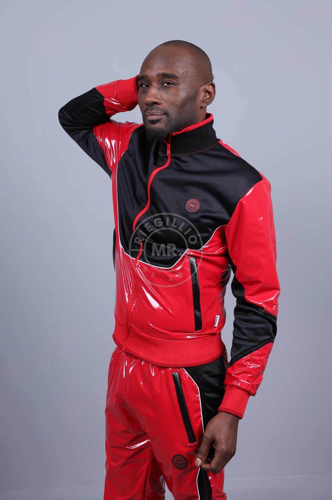 PVC 24 Tracksuit Jacket - Red-at MR. Riegillio