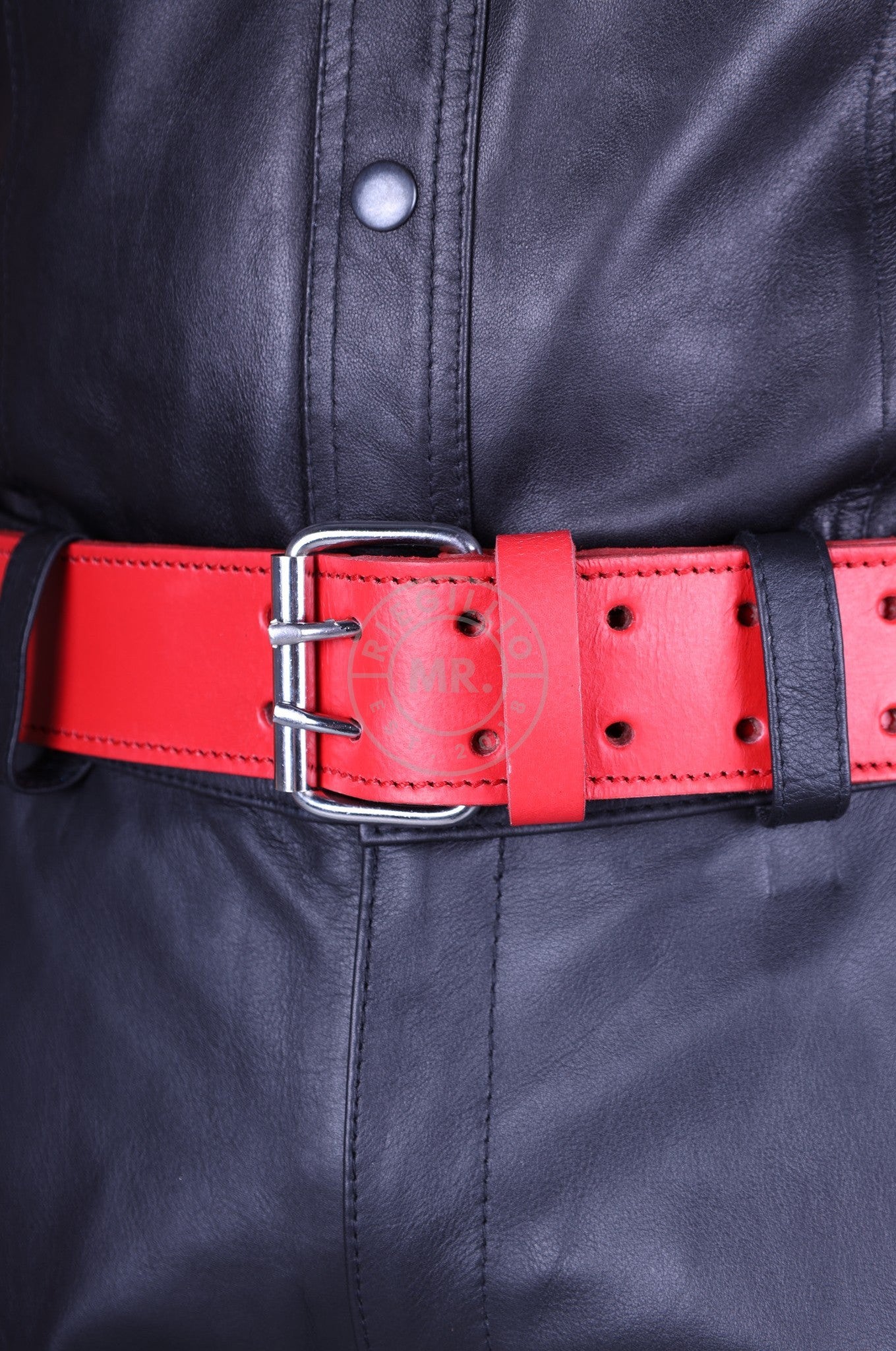 Red Leather Belt at MR. Riegillio