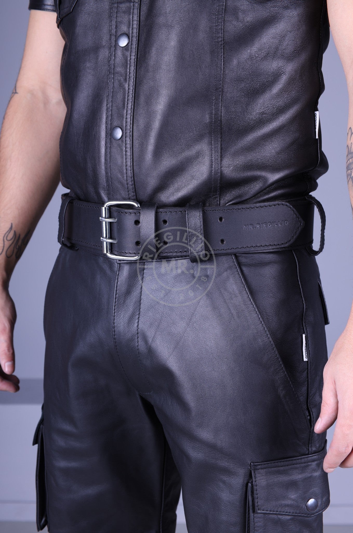 Black Leather Belt at MR. Riegillio