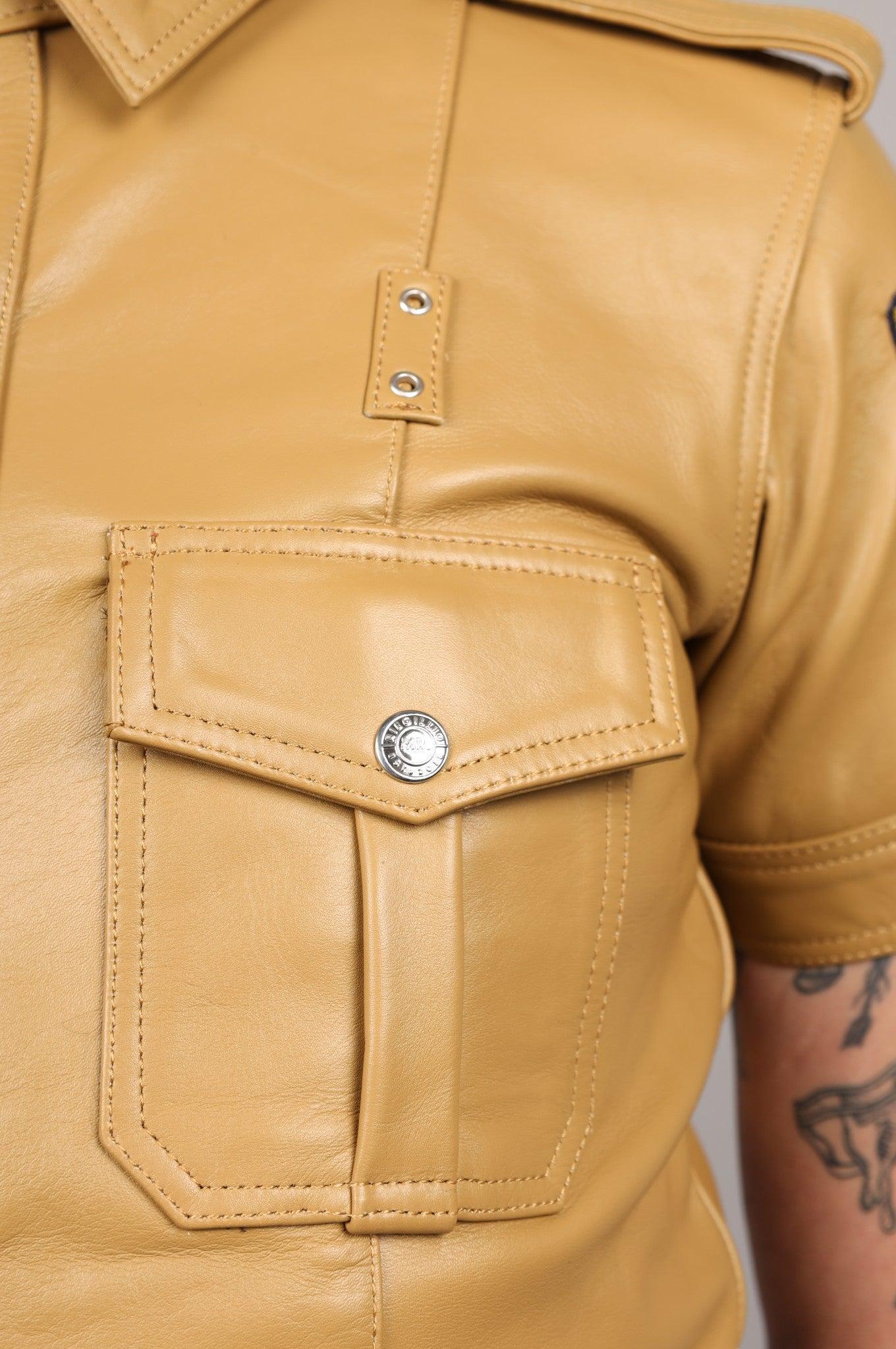 Leather Police Shirt CA - Beige at MR. Riegillio