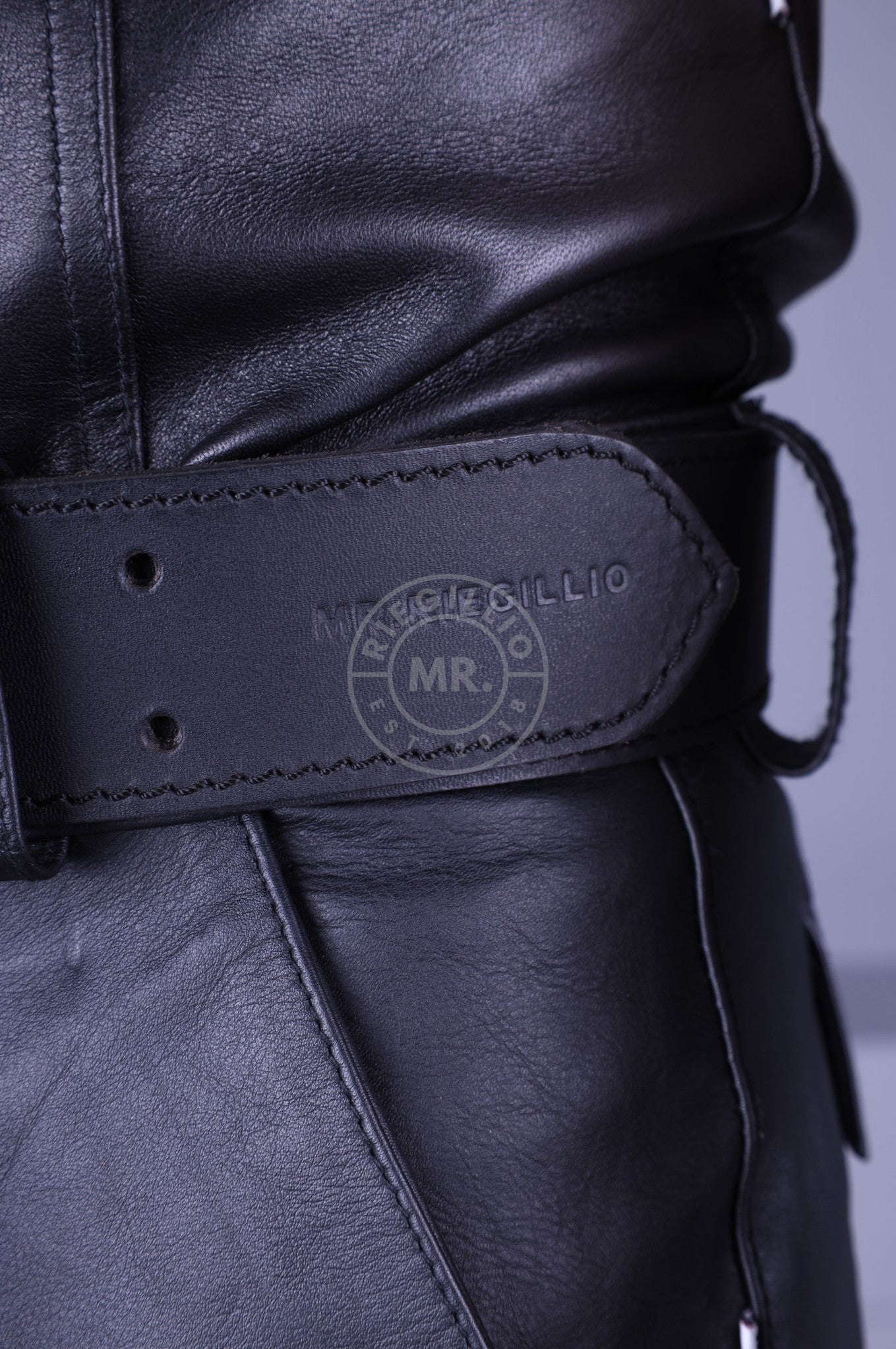 Black Leather Belt at MR. Riegillio