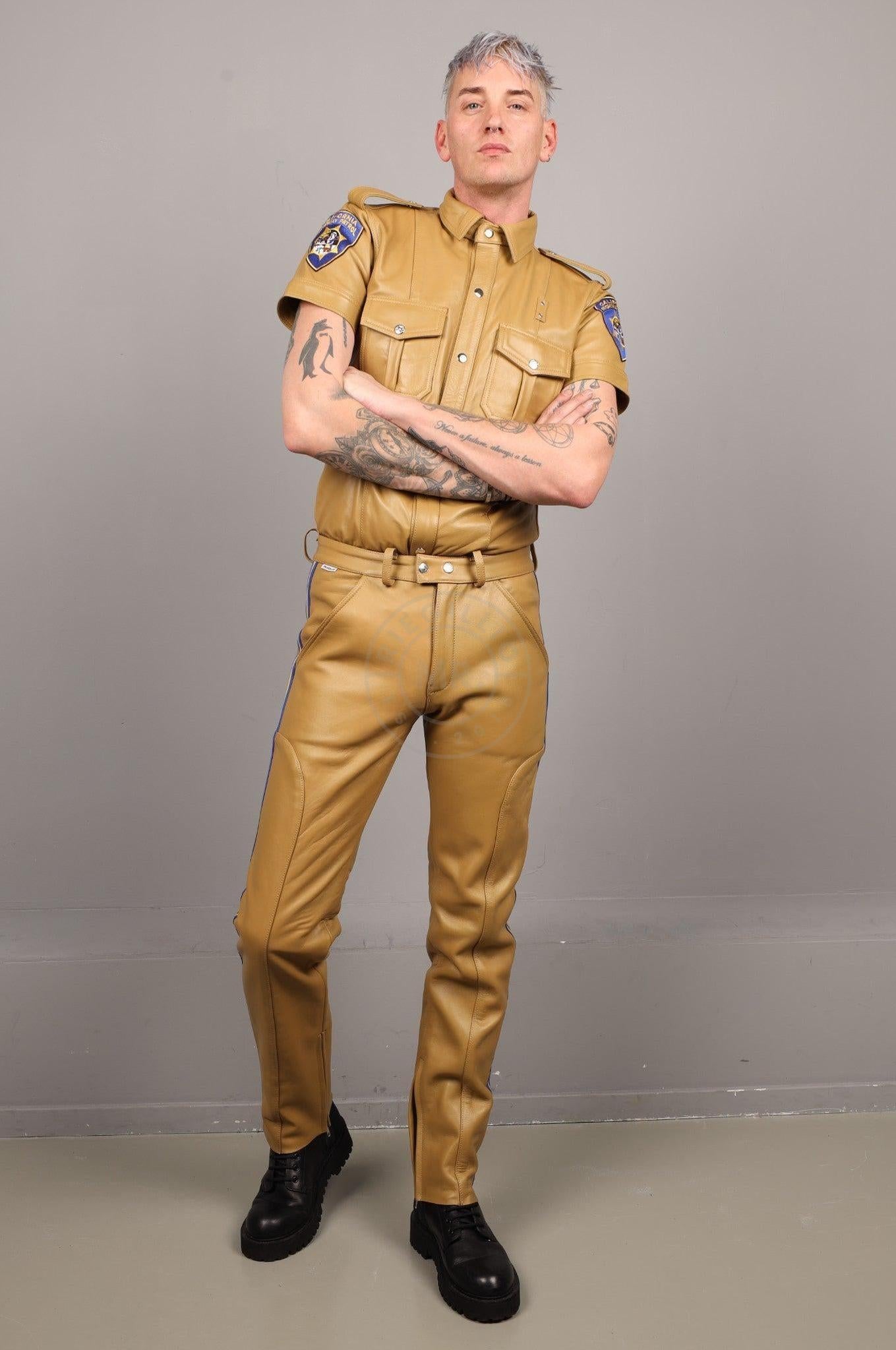 Leather Police Pants CA - Beige at MR. Riegillio