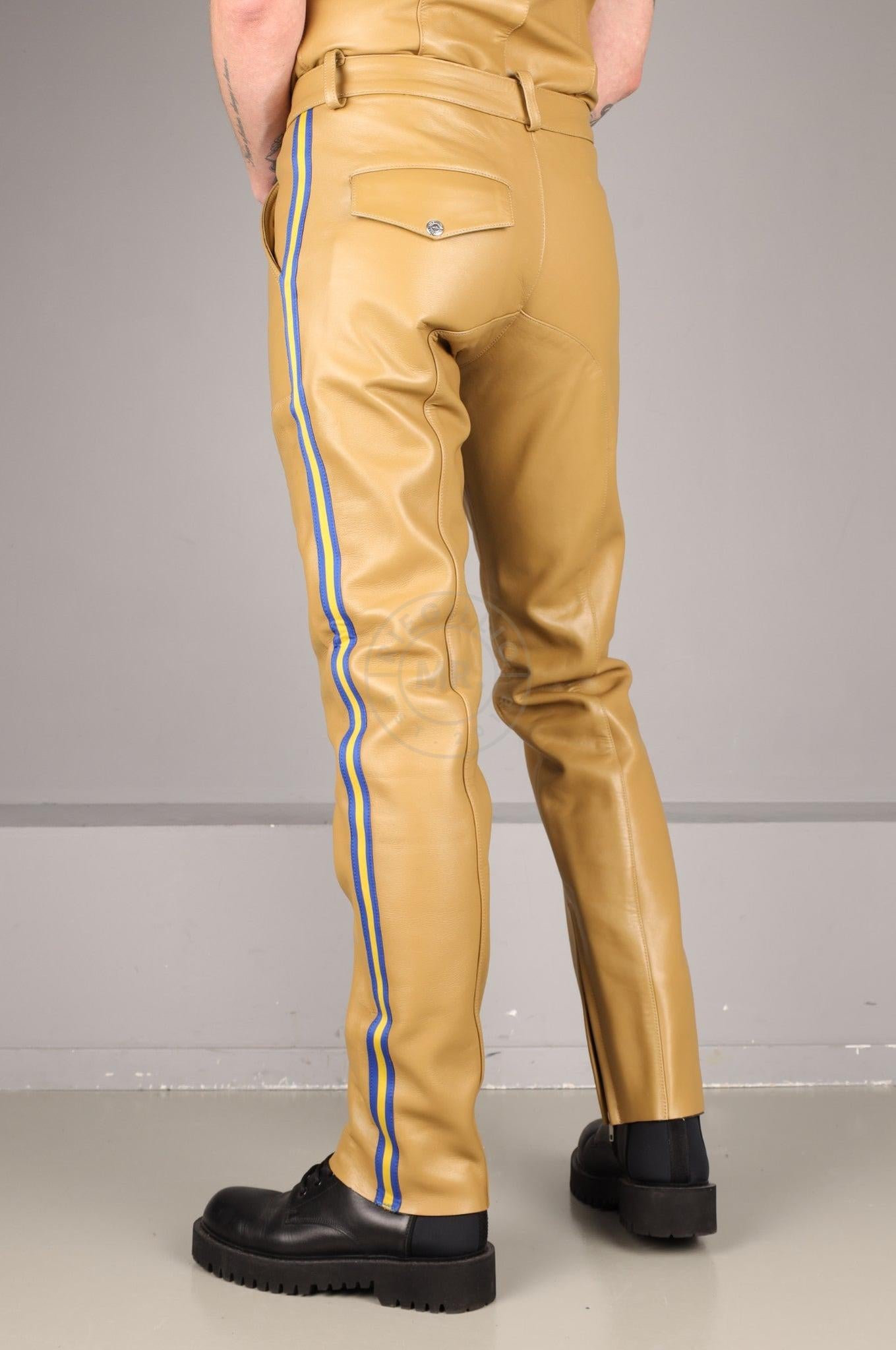 Leather Police Pants CA - Beige at MR. Riegillio