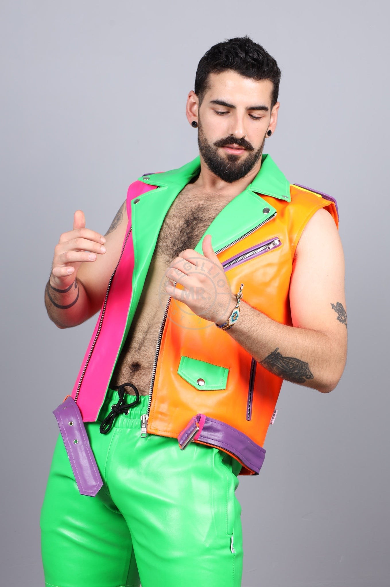 MR. Neon Sleeveless Brando Jacket at MR. Riegillio