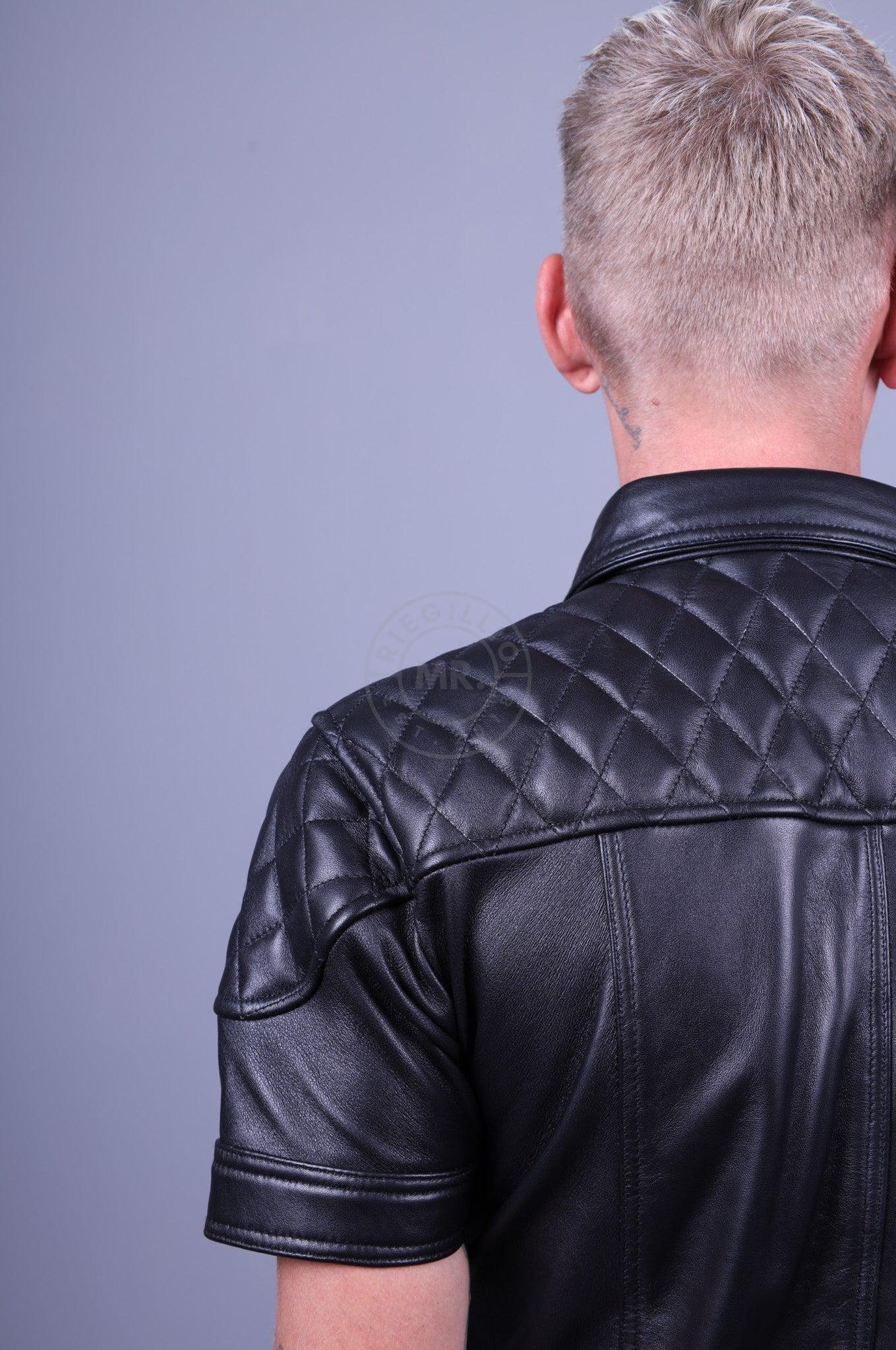 Black Leather Padded Shirt at MR. Riegillio