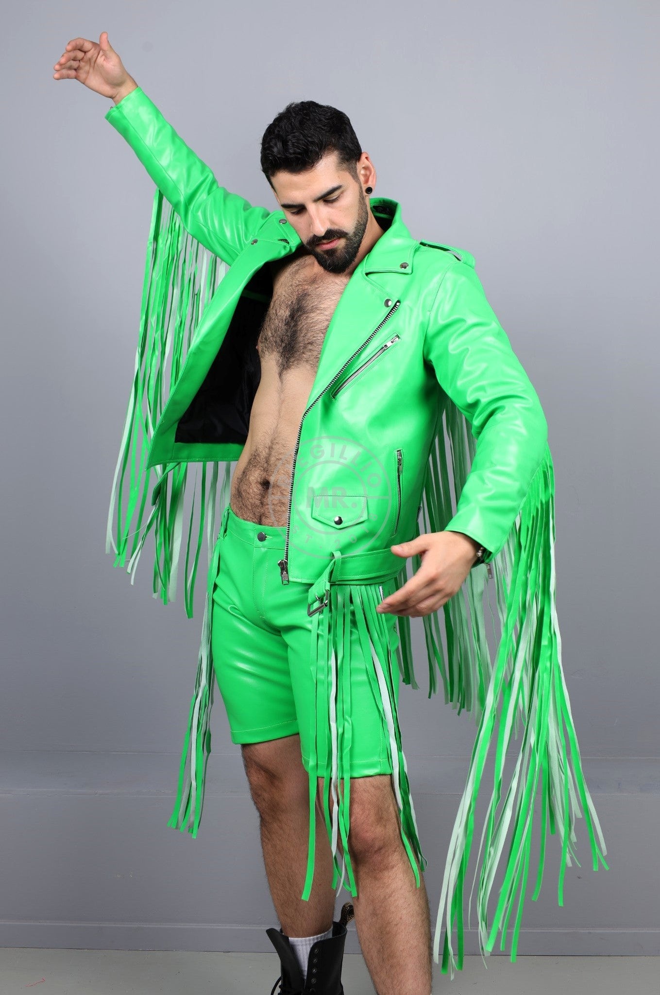 MR. Fringe Pocket Short - Neon Green at MR. Riegillio