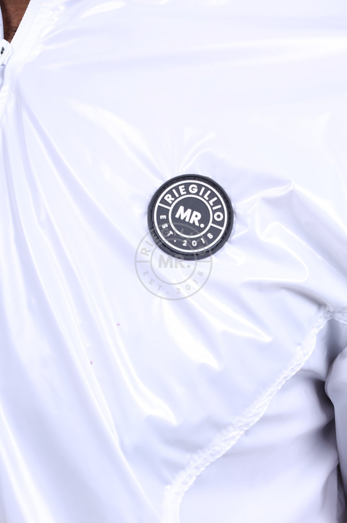 Shiny Nylon 24 Tracksuit Jacket - White at MR. Riegillio