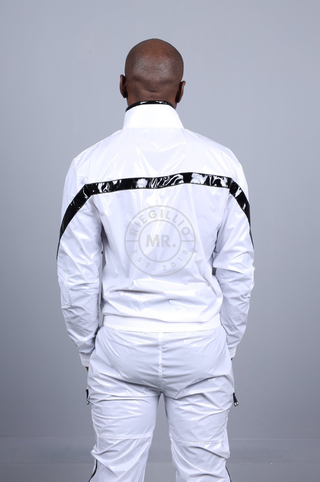 Shiny Nylon 24 Tracksuit Jacket - White at MR. Riegillio