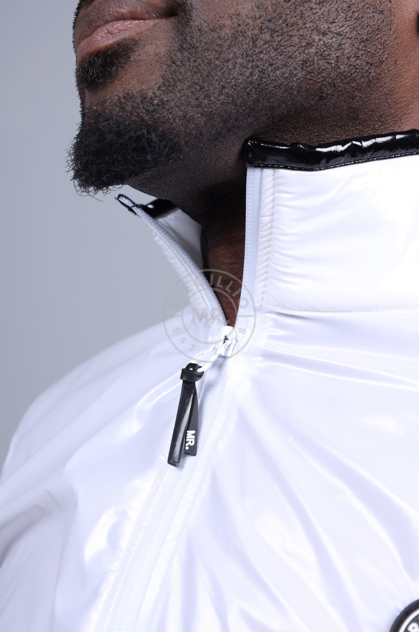 Shiny Nylon 24 Tracksuit Jacket - White at MR. Riegillio