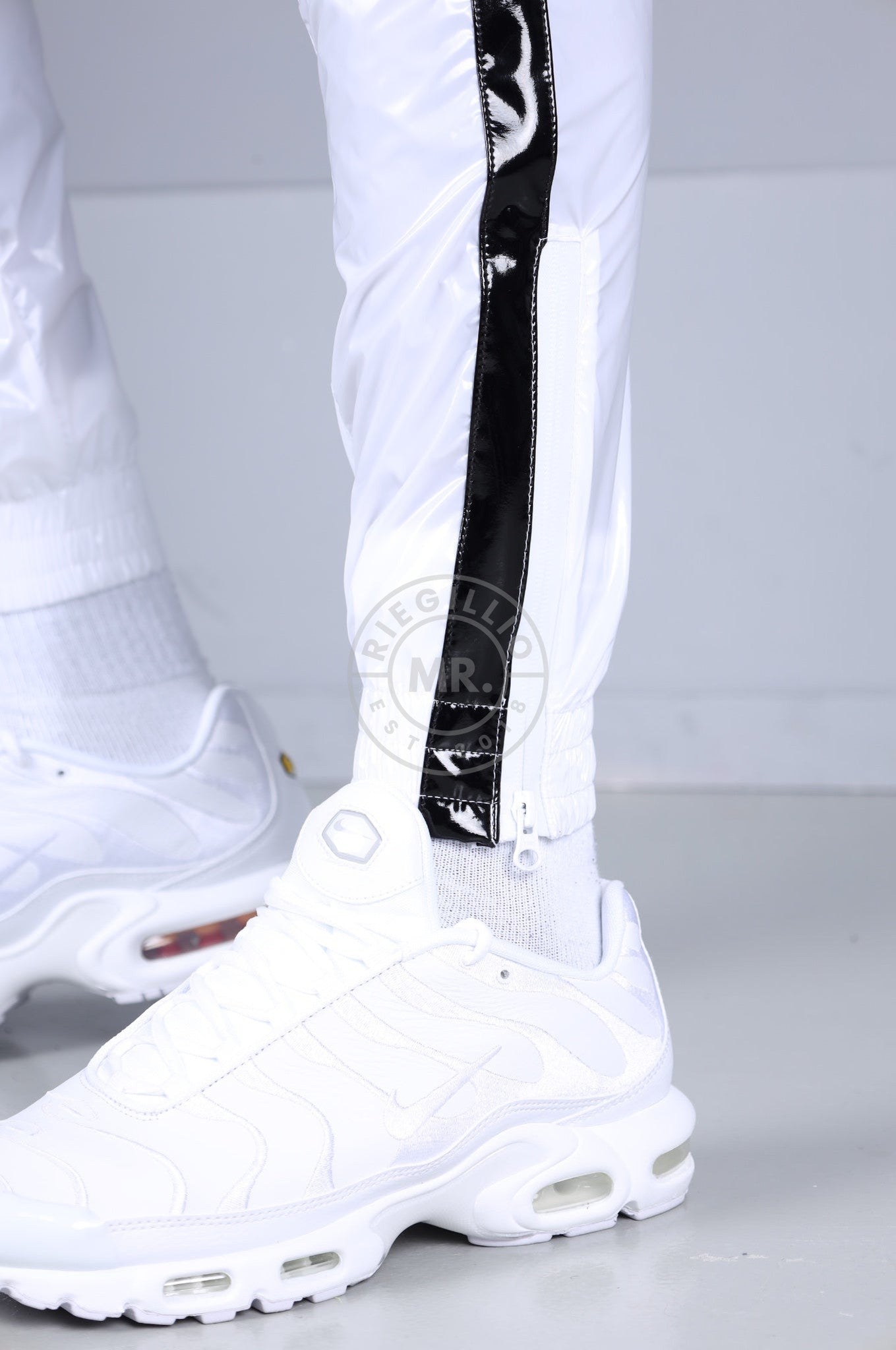 Shiny Nylon 24 Tracksuit Pants - White at MR. Riegillio