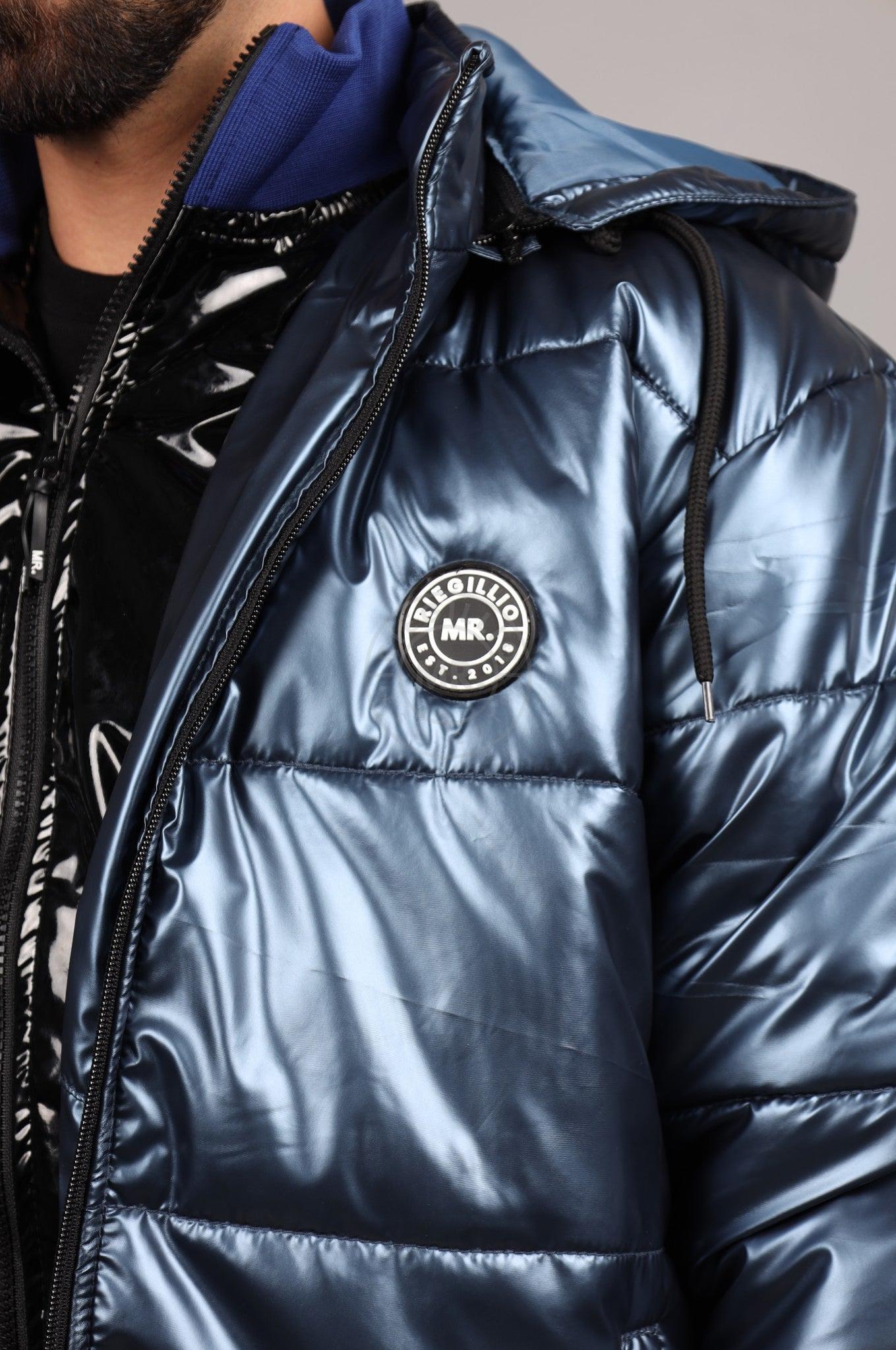 PVC Puffer Jacket - Metallic Blue at MR. Riegillio