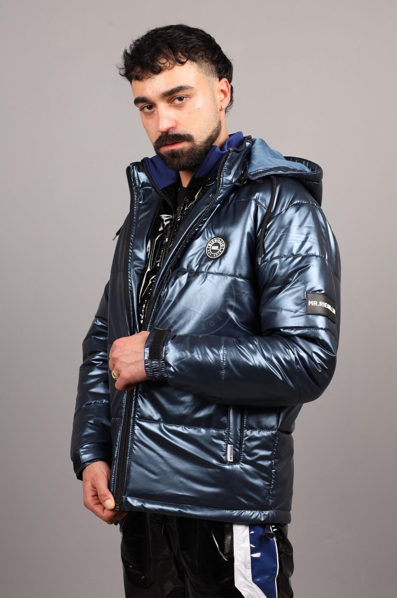 PVC Puffer Jacket - Metallic Blue at MR. Riegillio