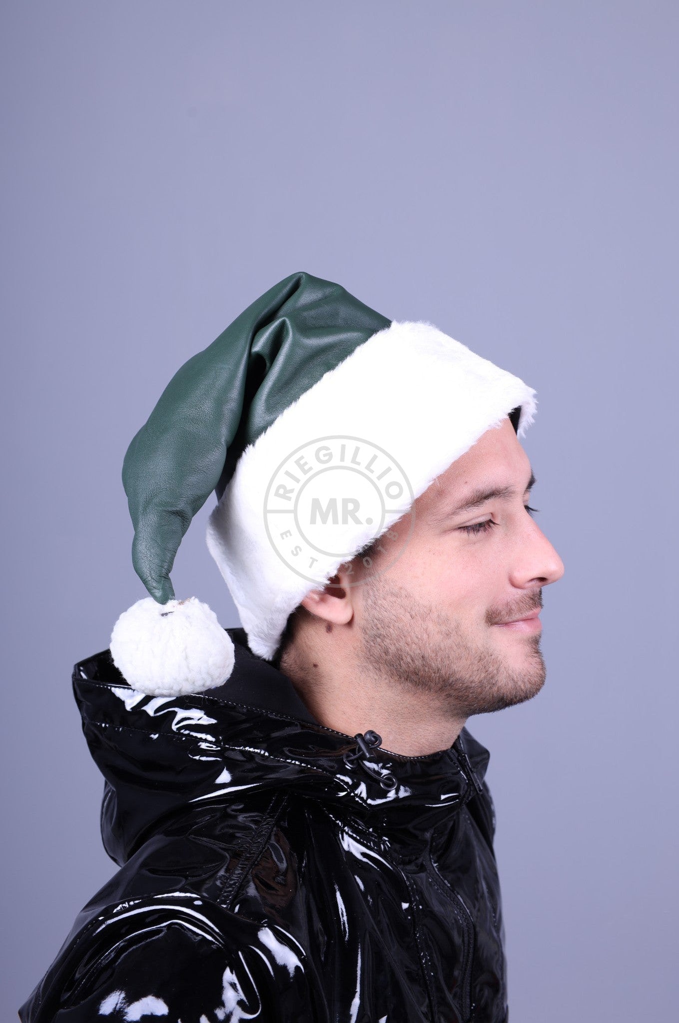 Leather Christmas Hat - Dark Green
