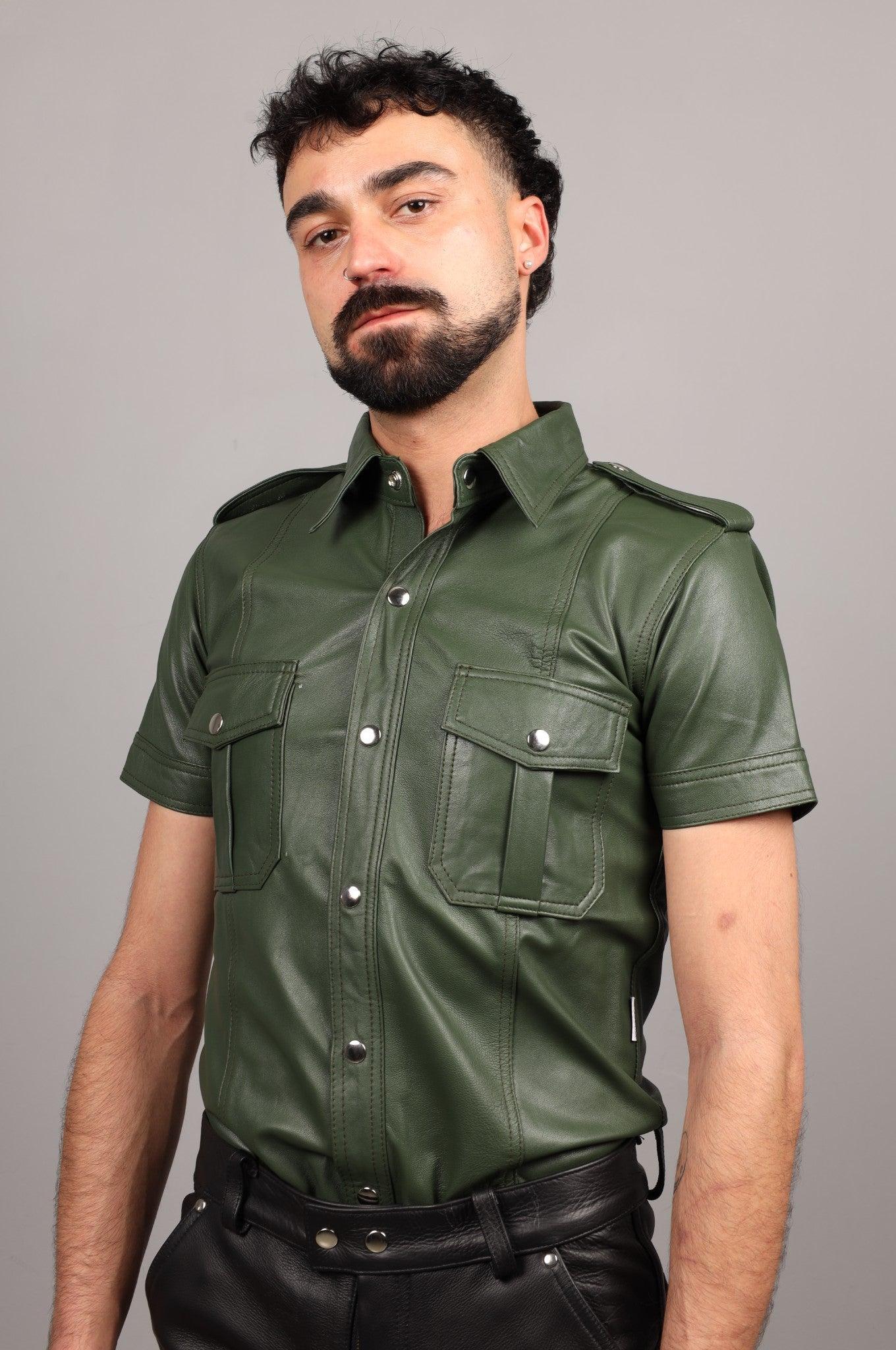 Green Leather Shirt by MR. Riegillio