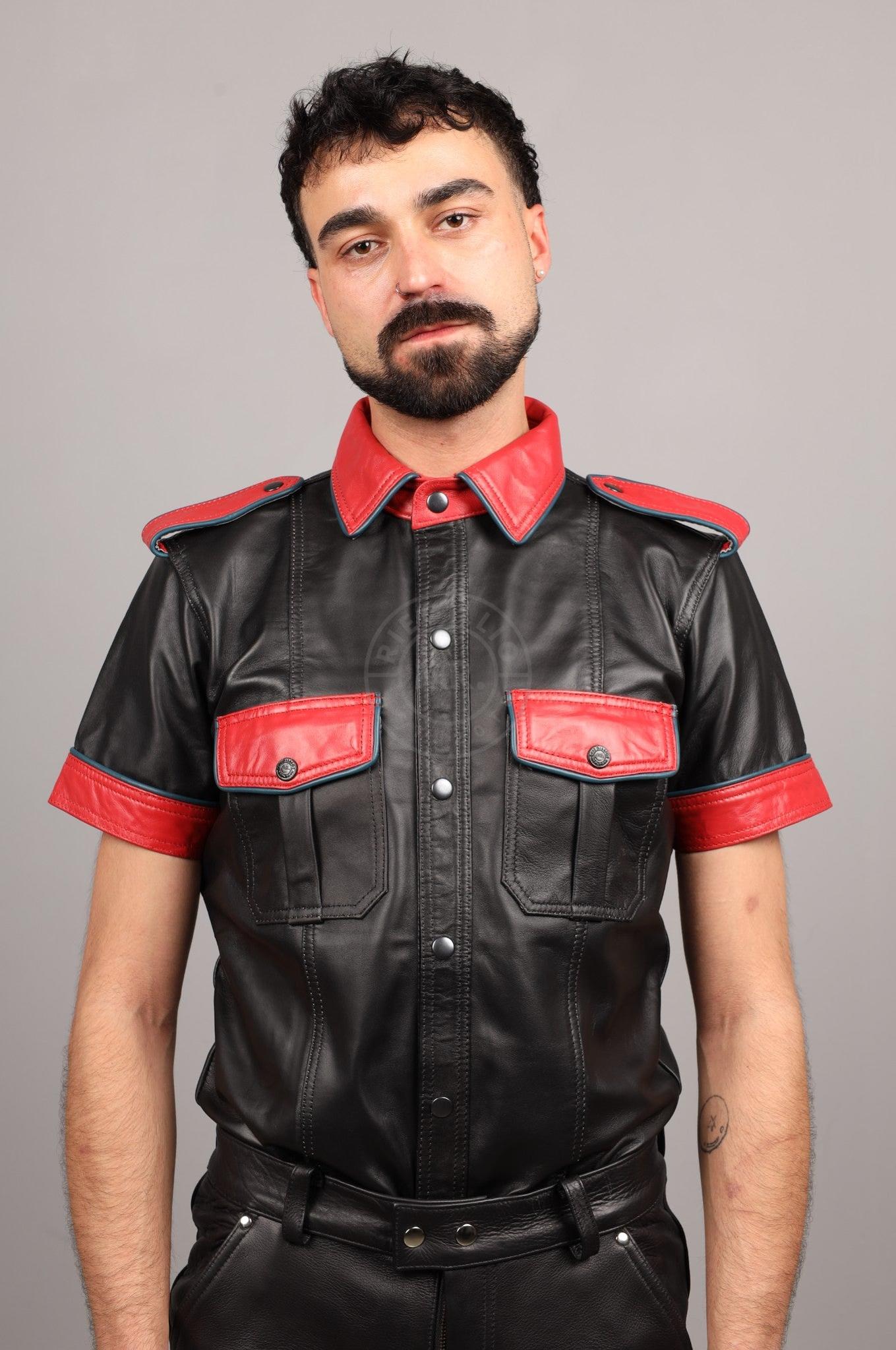 Black Leather Shirt - Red Touch at MR. Riegillio