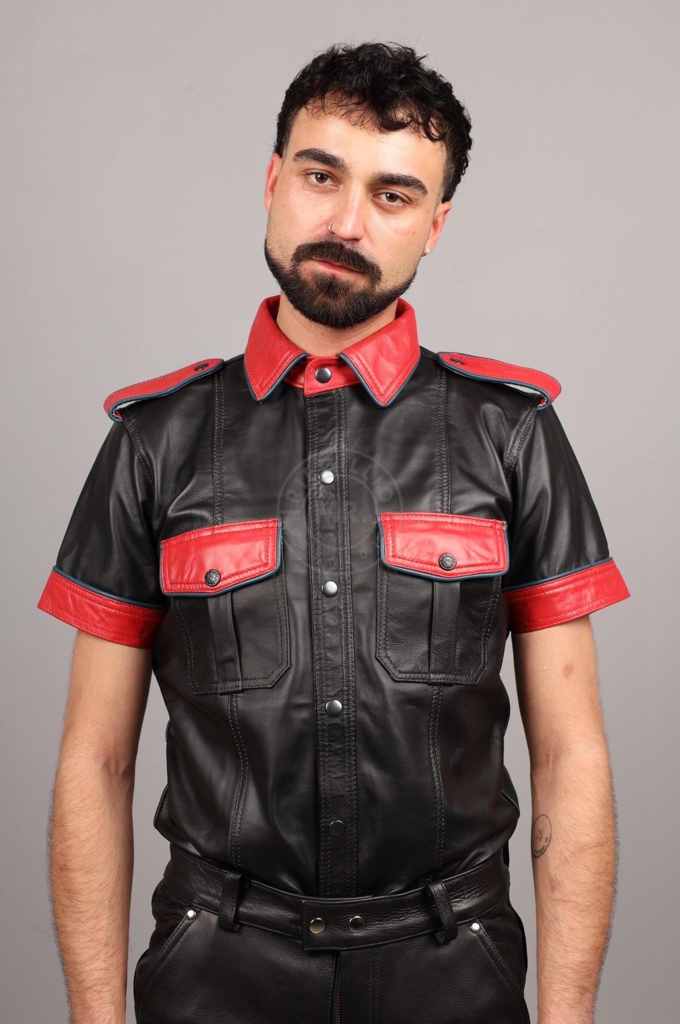Black Leather Shirt - Red Touch at MR. Riegillio