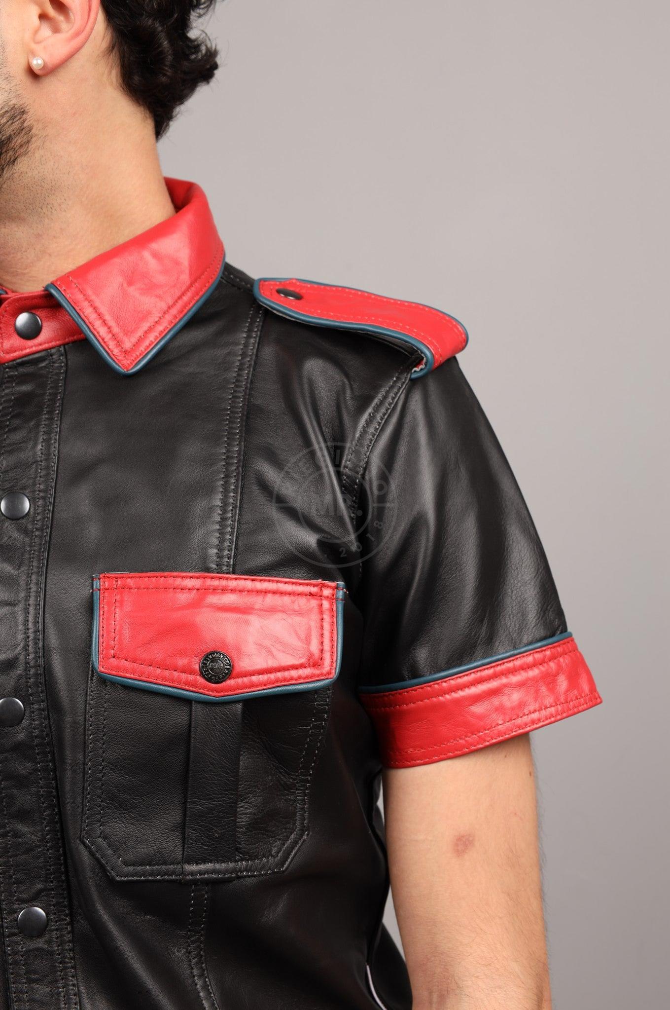 Black Leather Shirt - Red Touch at MR. Riegillio