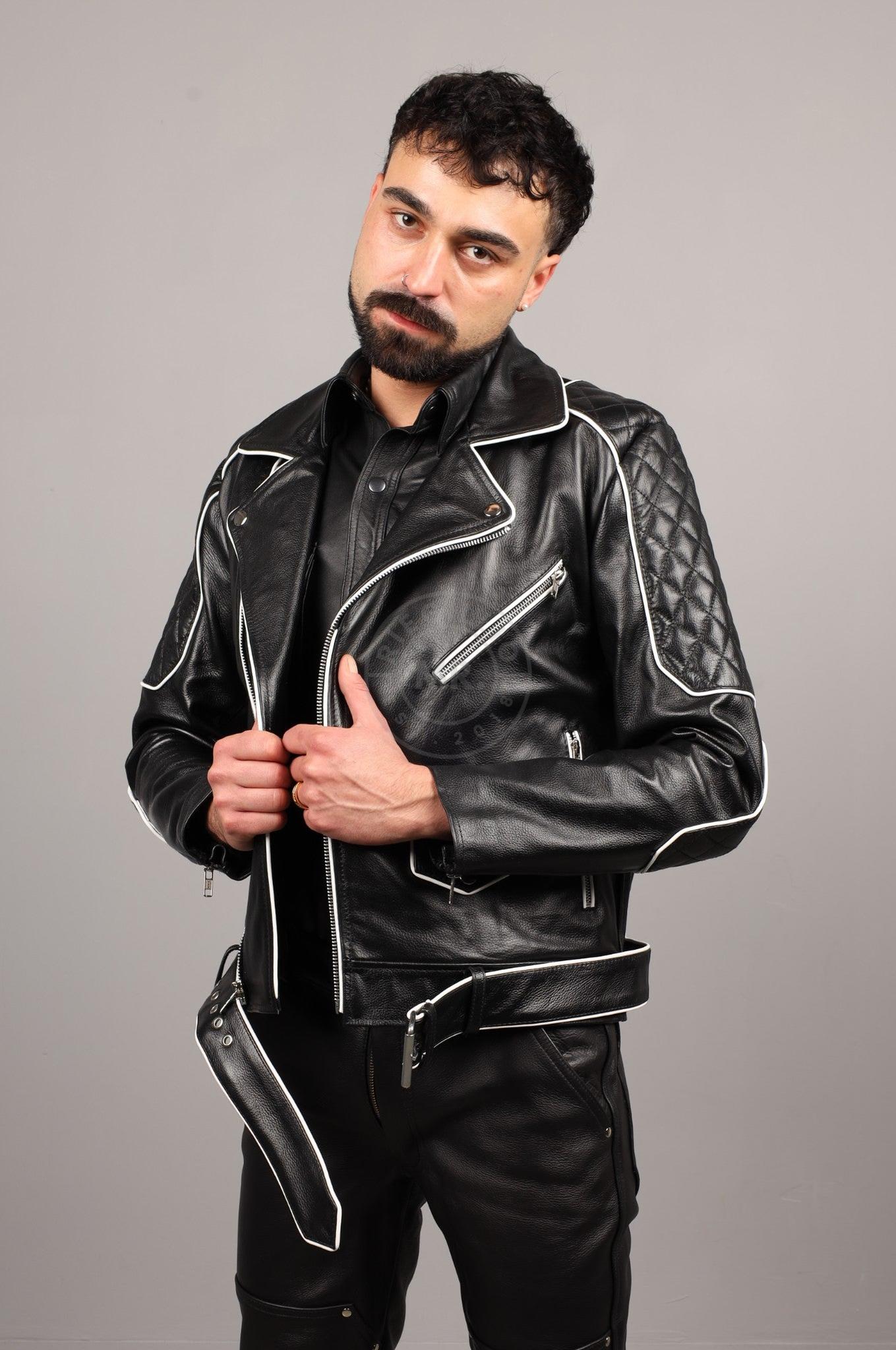 Leather Brando Jacket - White Piping at MR. Riegillio