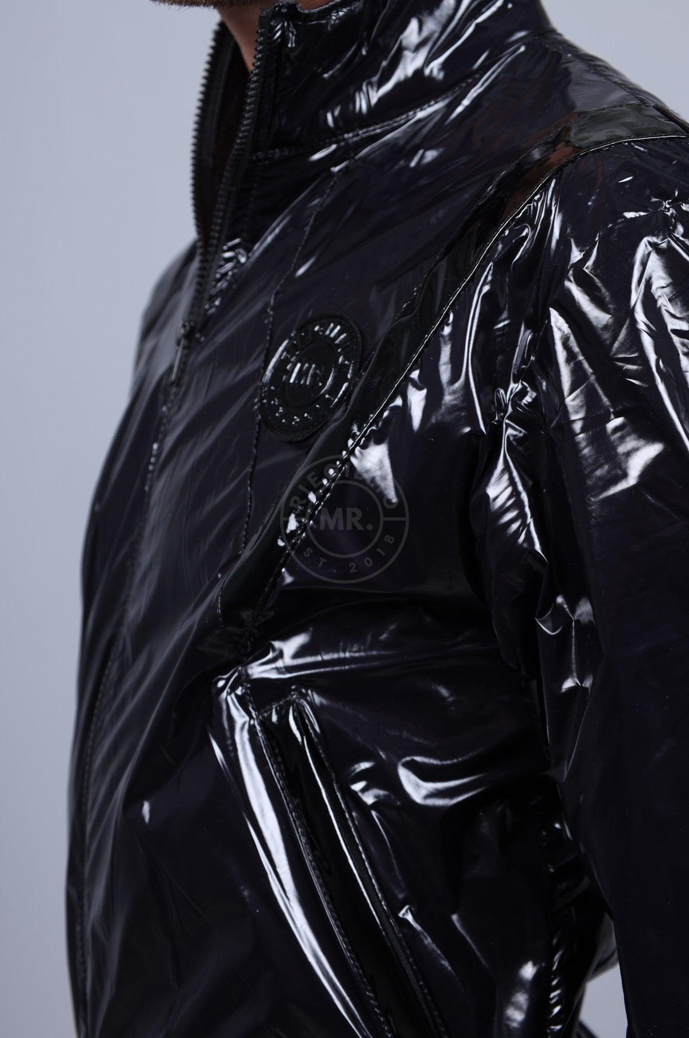 Shiny Nylon 24 Tracksuit Jacket - Black at MR. Riegillio