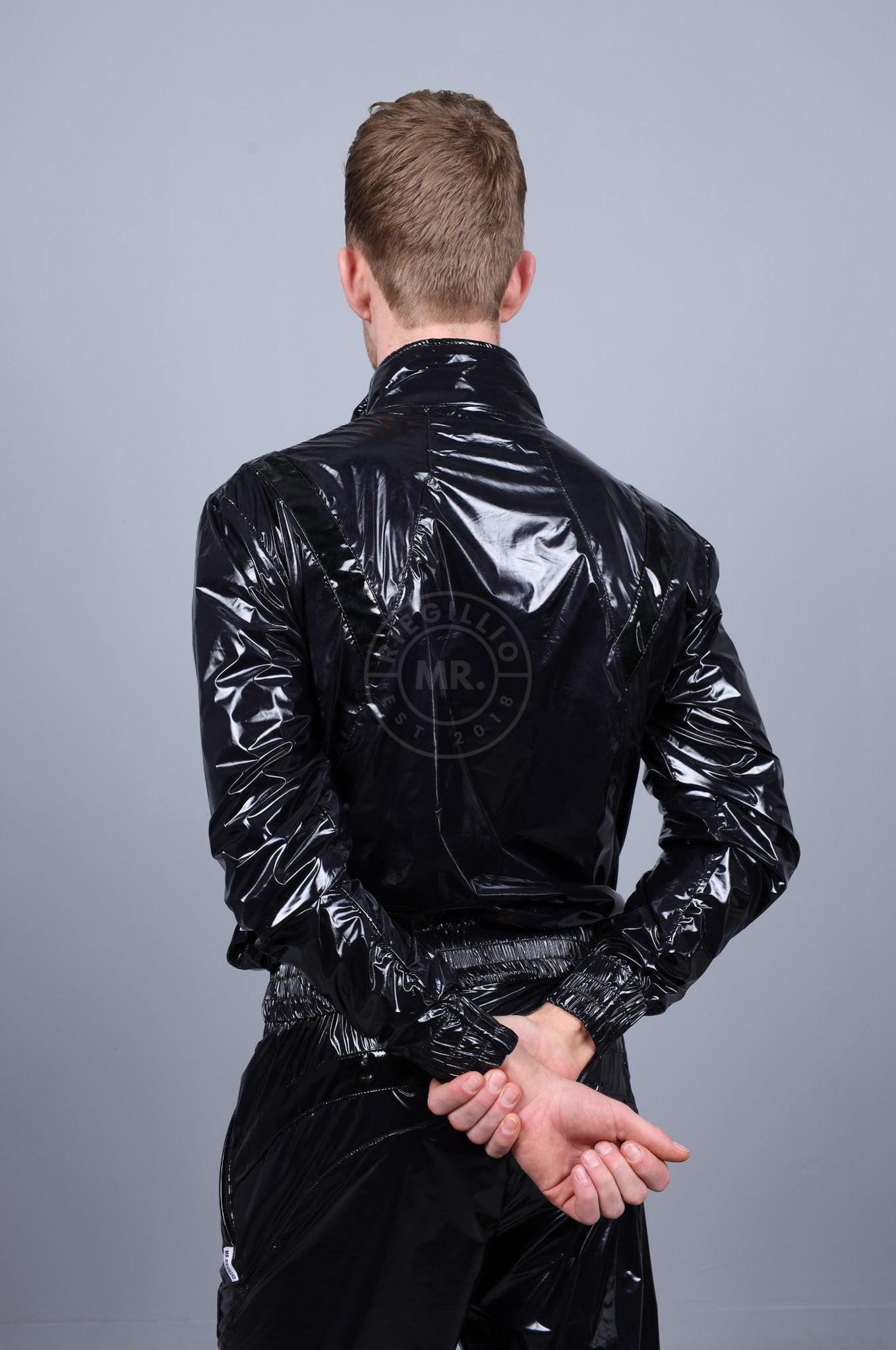 Shiny Nylon 24 Tracksuit Jacket - Black at MR. Riegillio