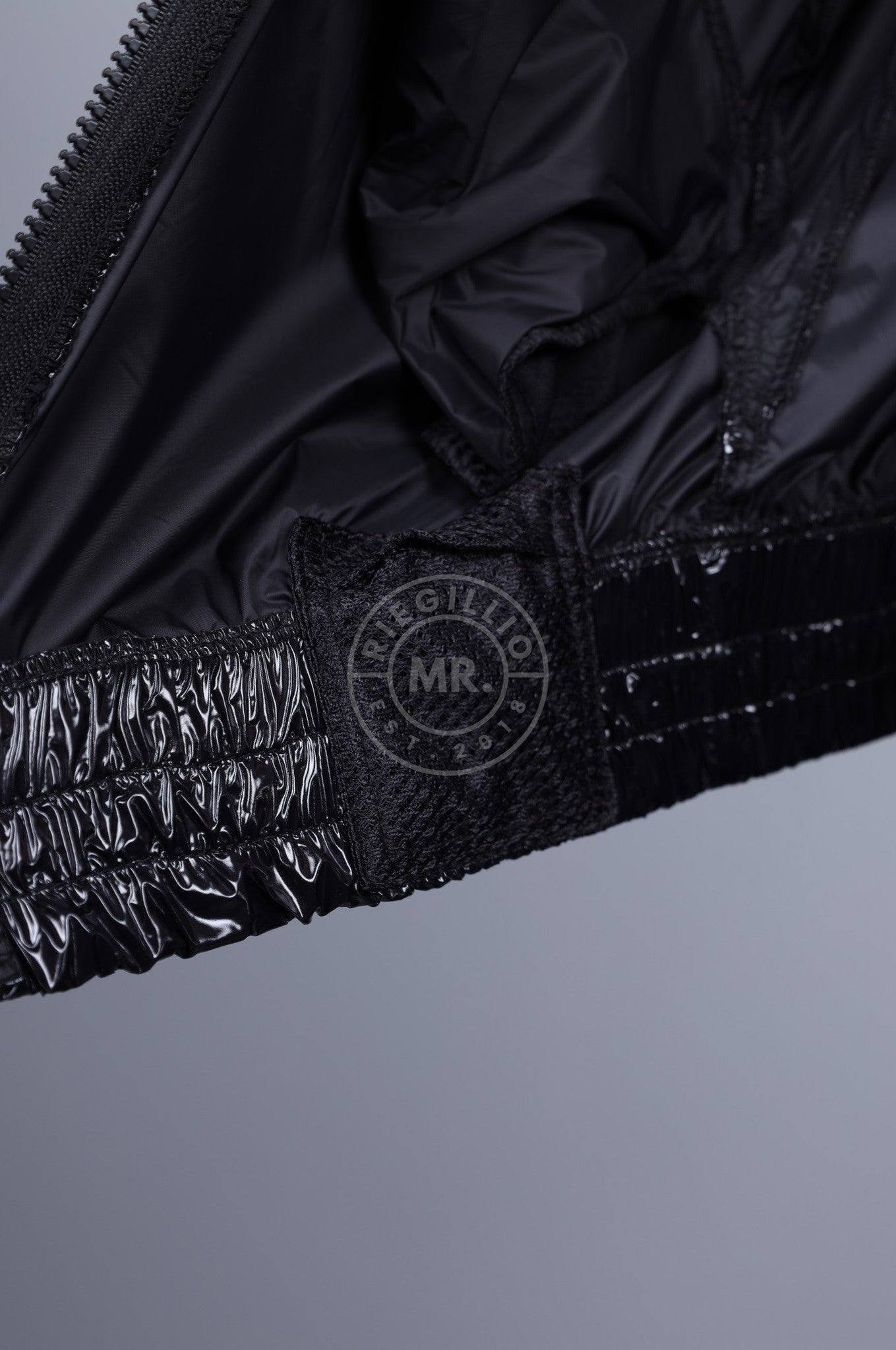 Shiny Nylon 24 Tracksuit Jacket - Black at MR. Riegillio