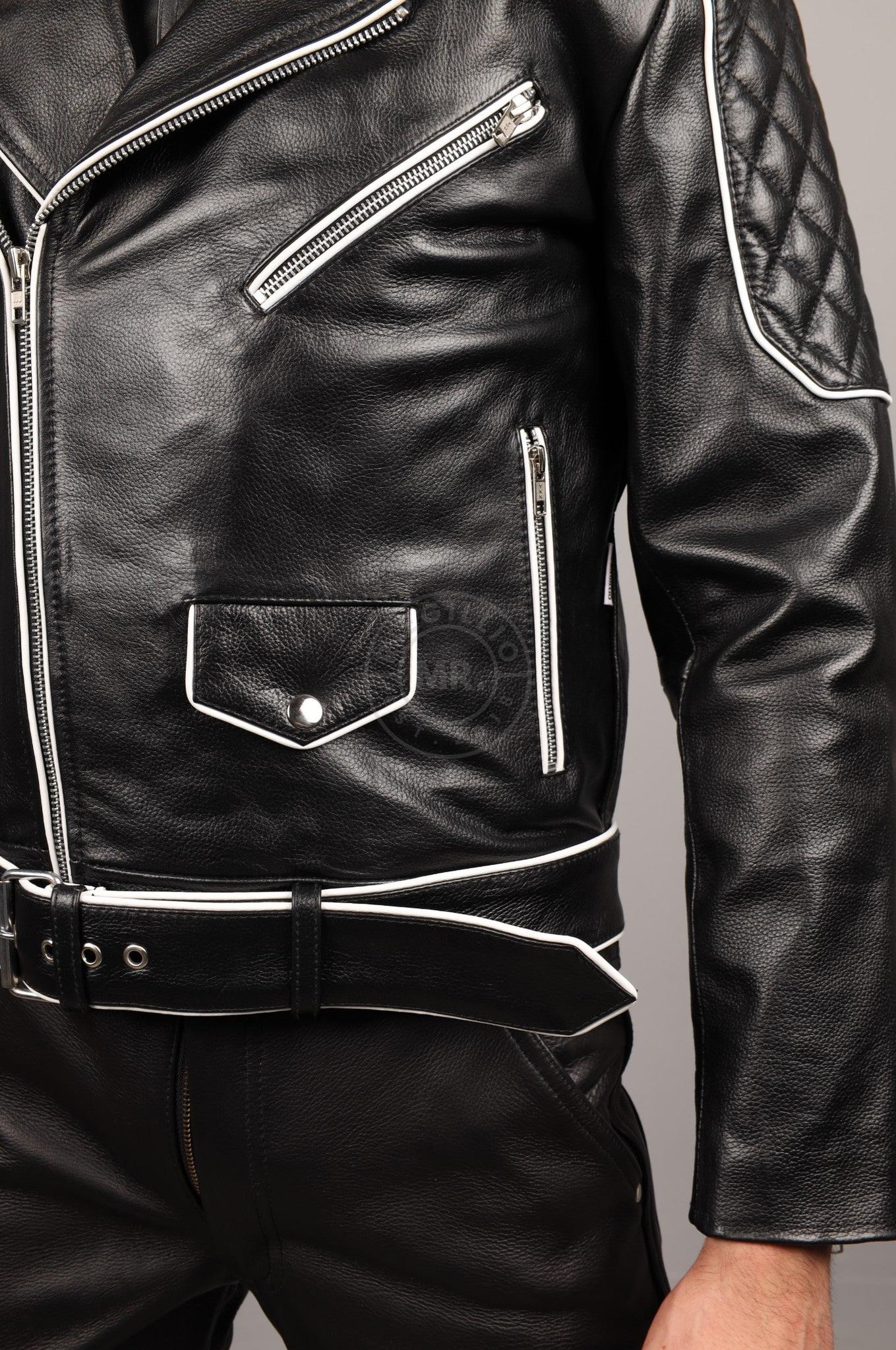 Leather Brando Jacket - White Piping at MR. Riegillio