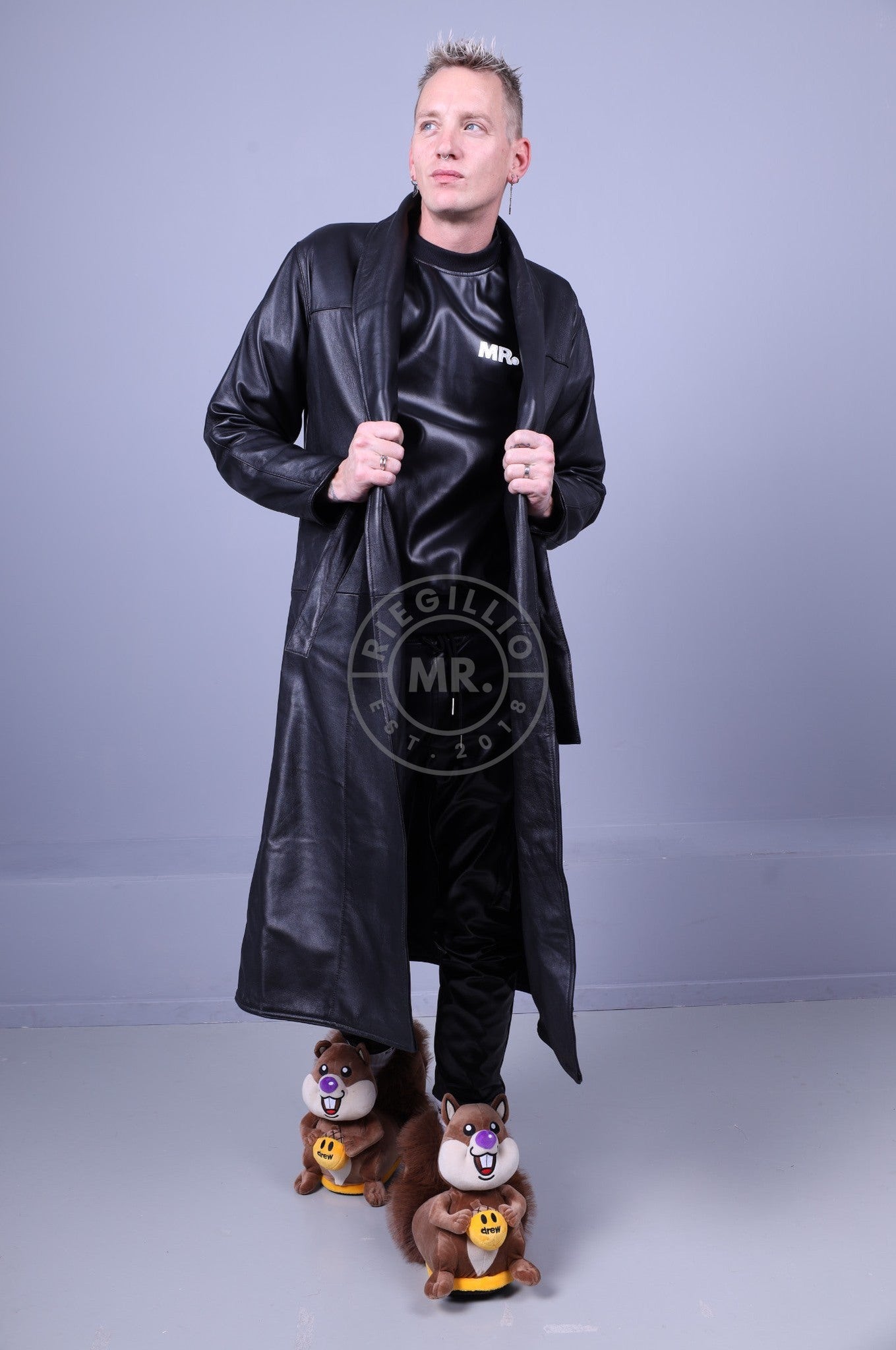 Black Leather Bathrobe at MR. Riegillio