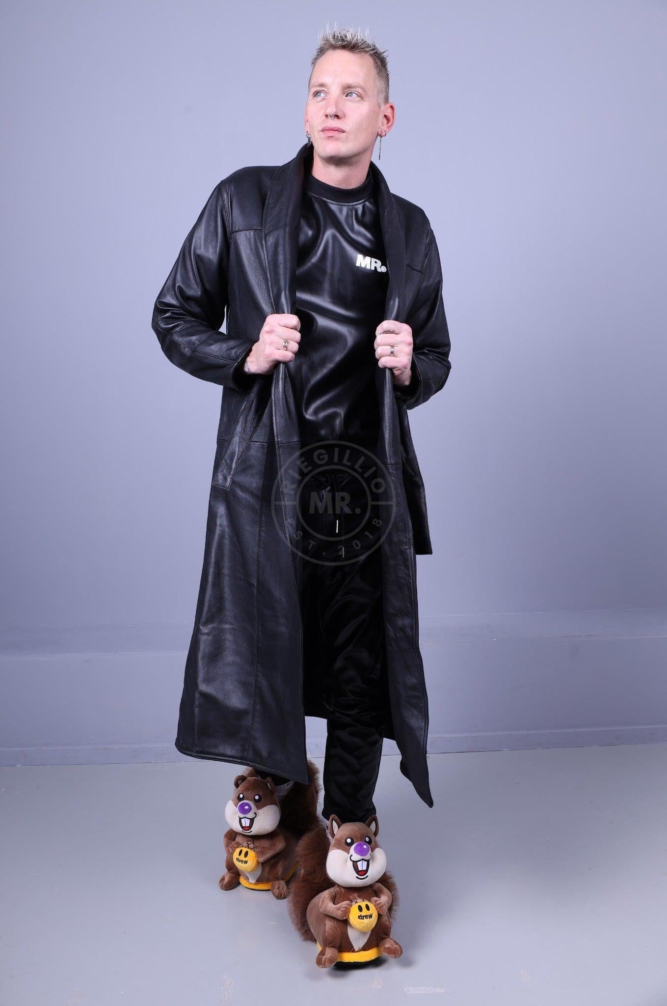 Black Leather Bathrobe at MR. Riegillio