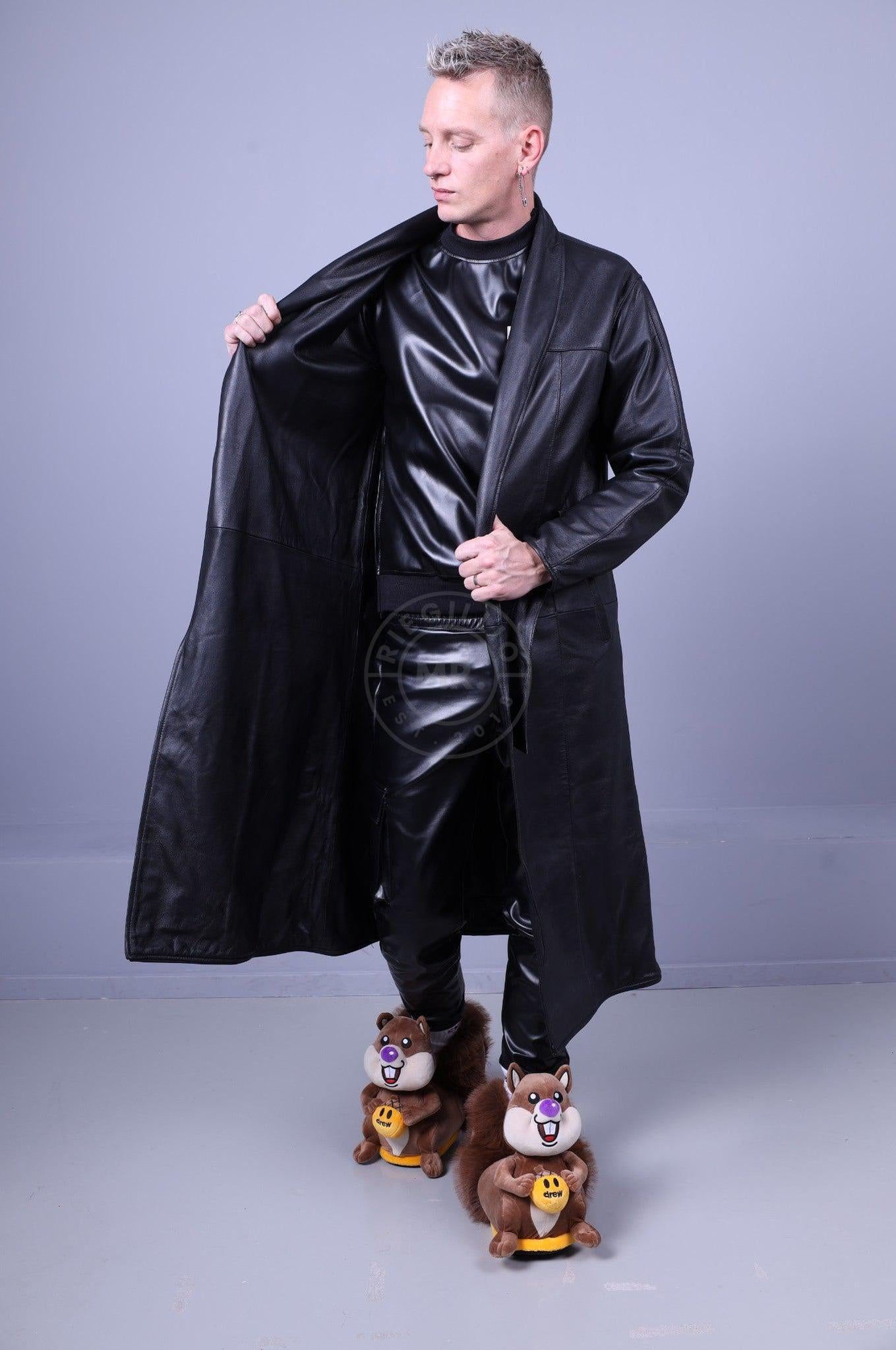 Black Leather Bathrobe at MR. Riegillio
