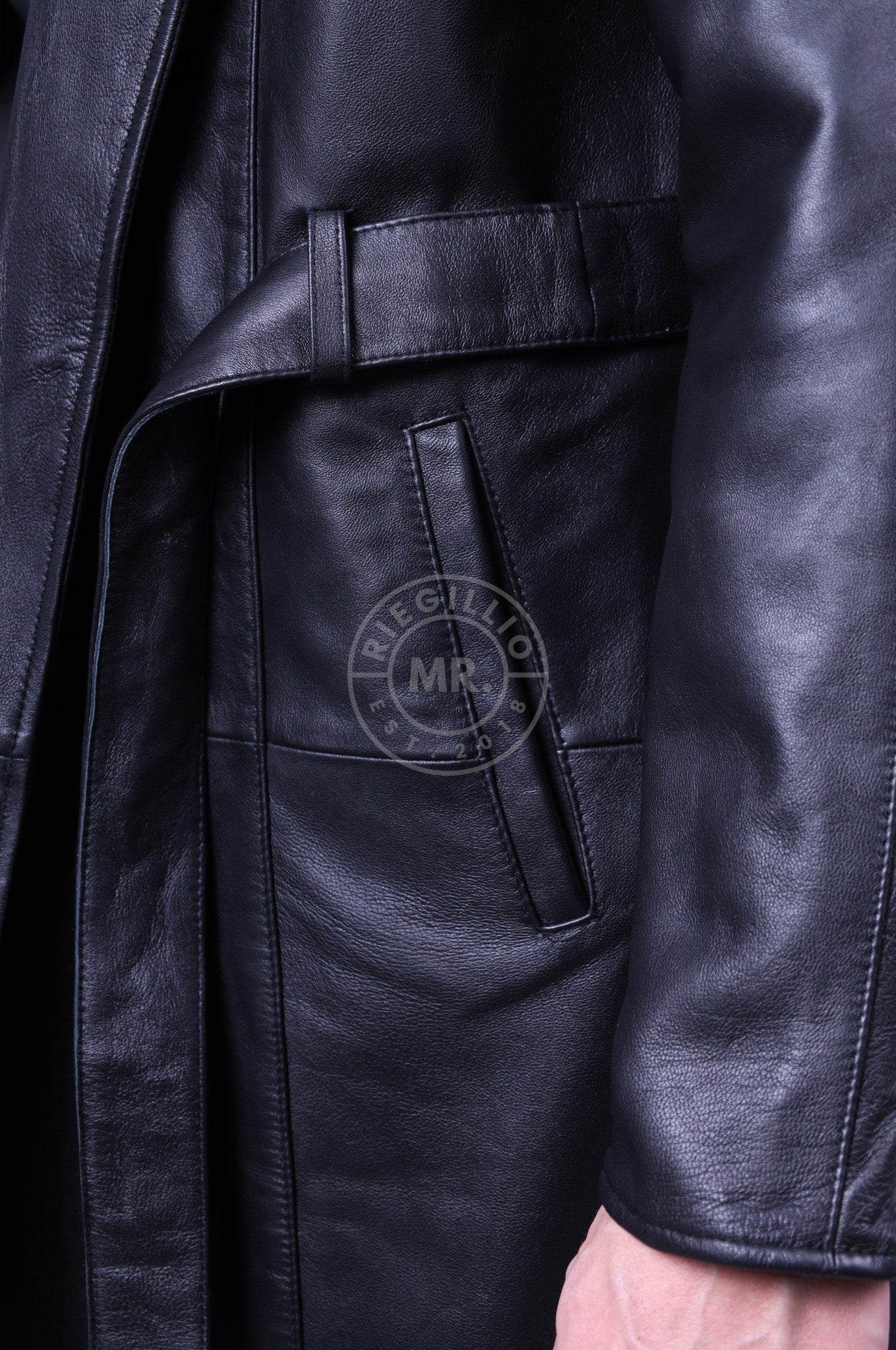 Black Leather Bathrobe at MR. Riegillio