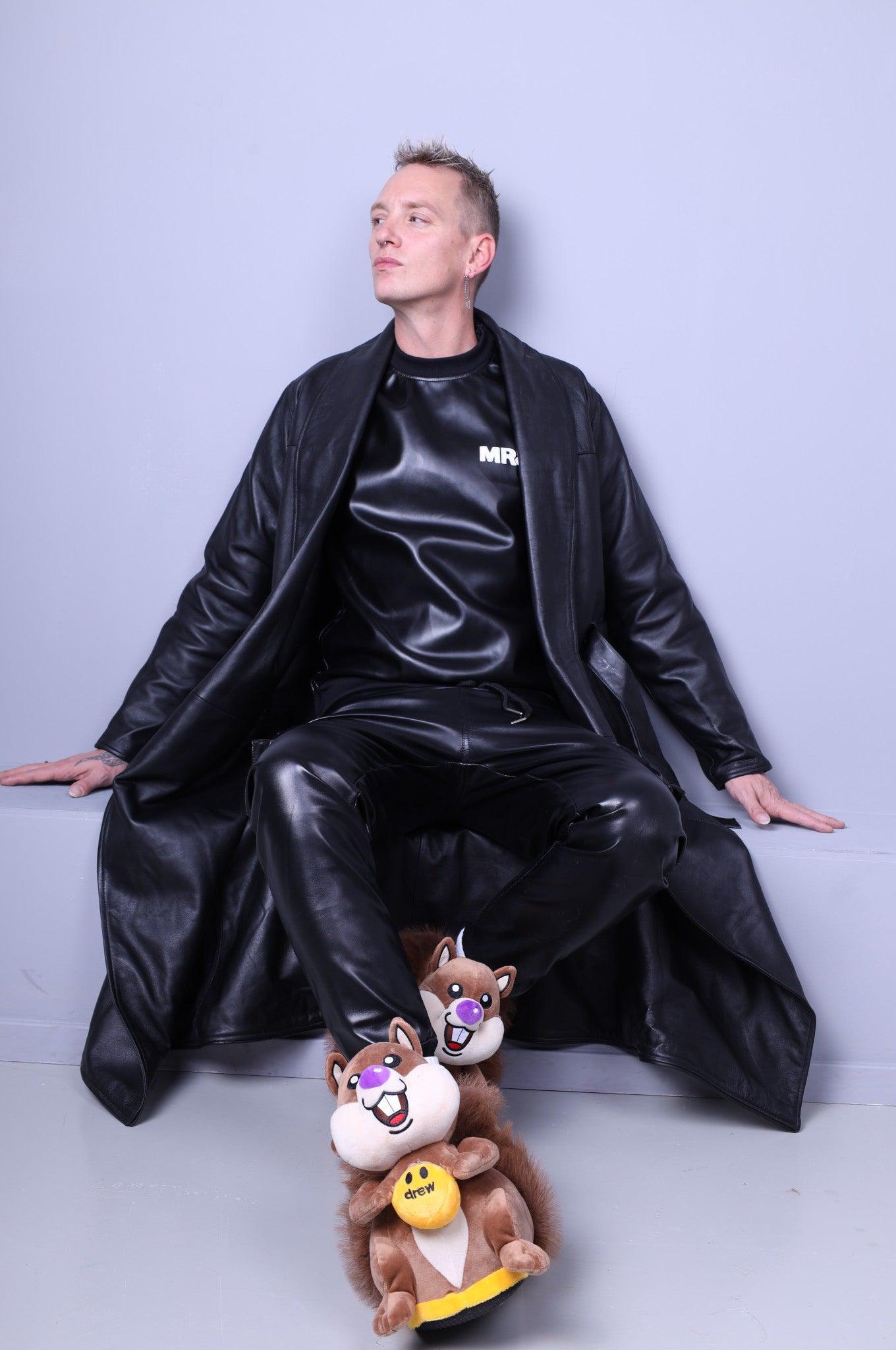 Black Leather Bathrobe by Mr. Riegillio 3XL / Black