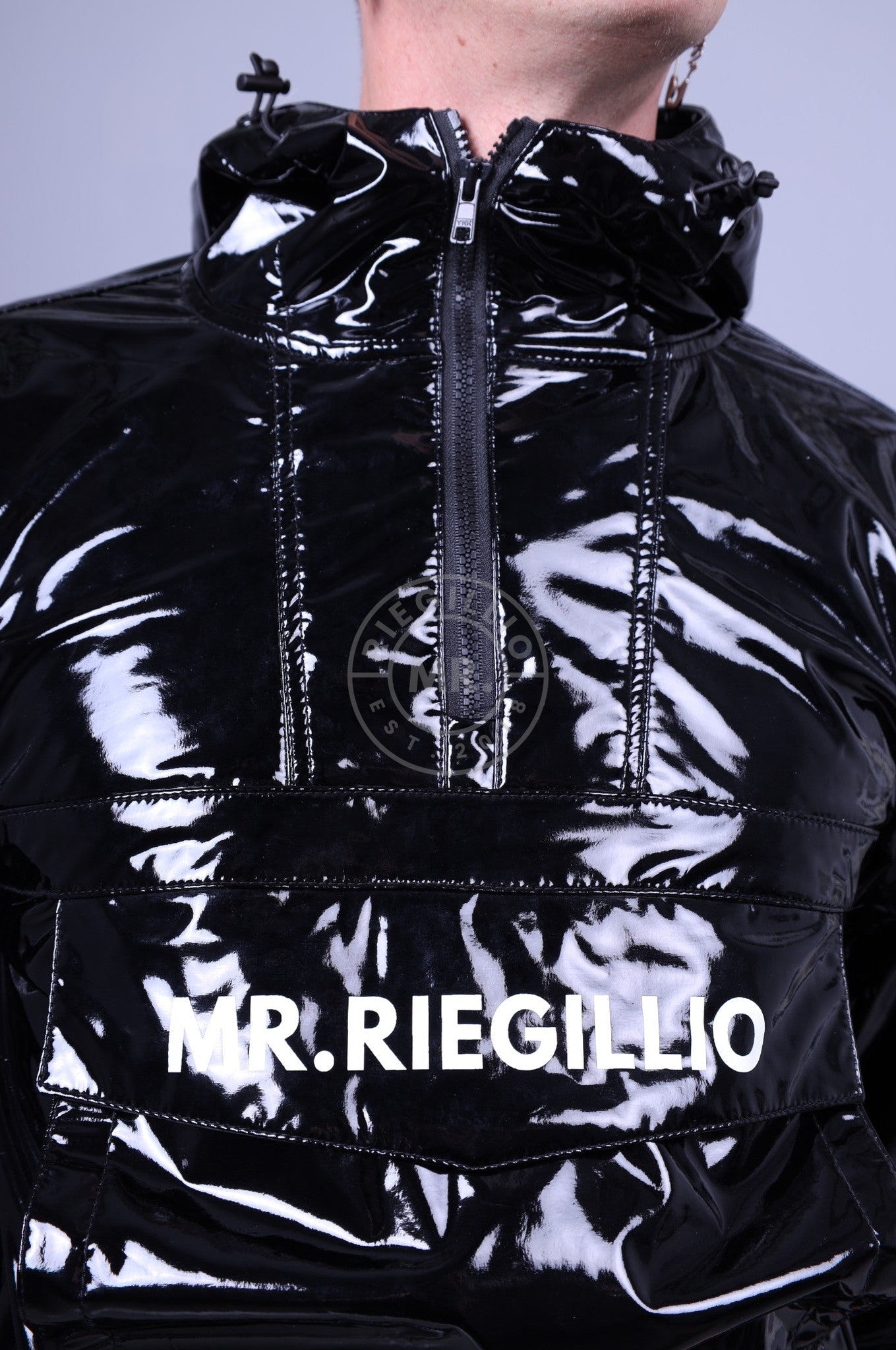 Black PVC Anorak Hoodie at MR. Riegillio