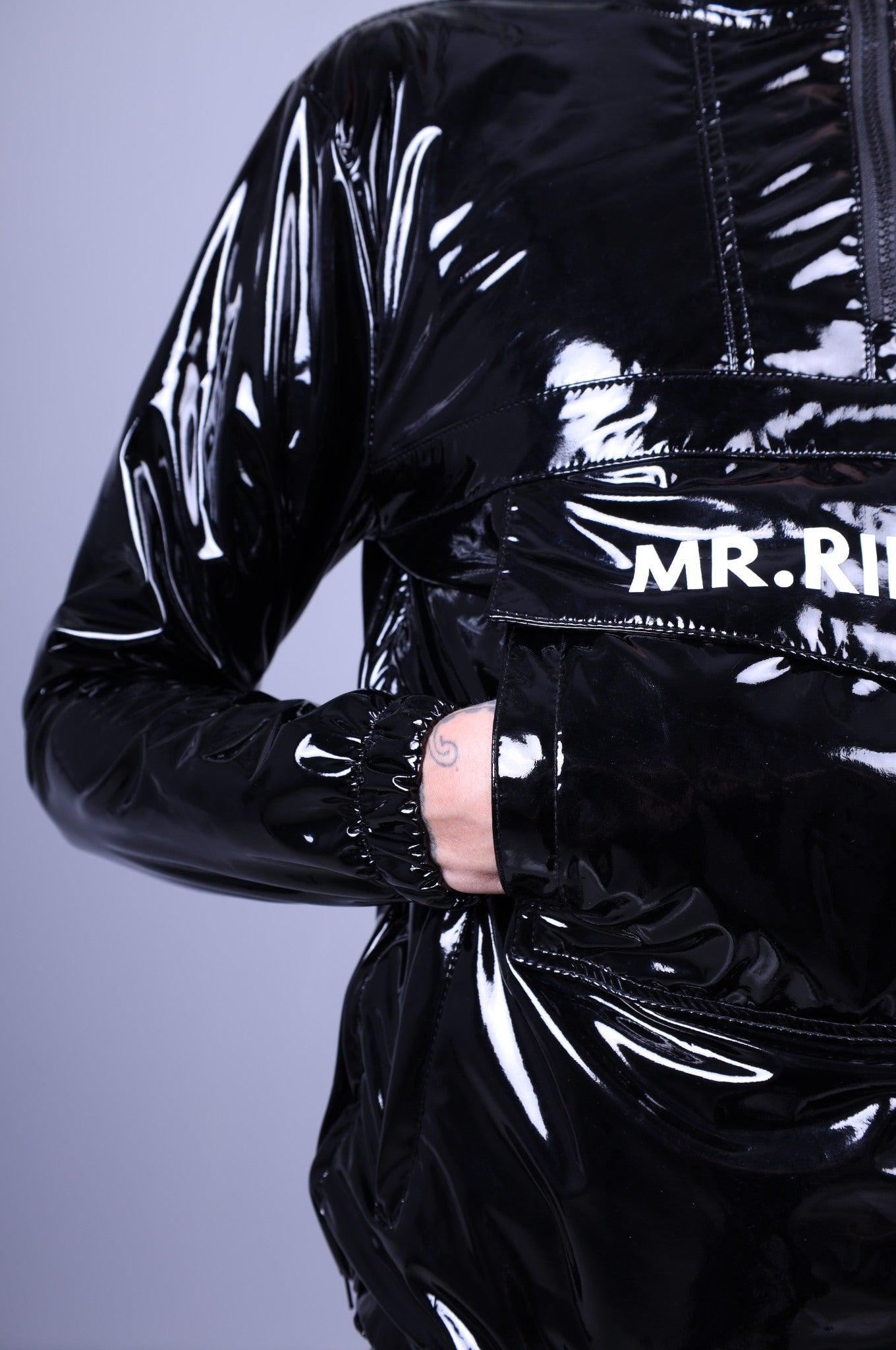 Black PVC Anorak Hoodie at MR. Riegillio