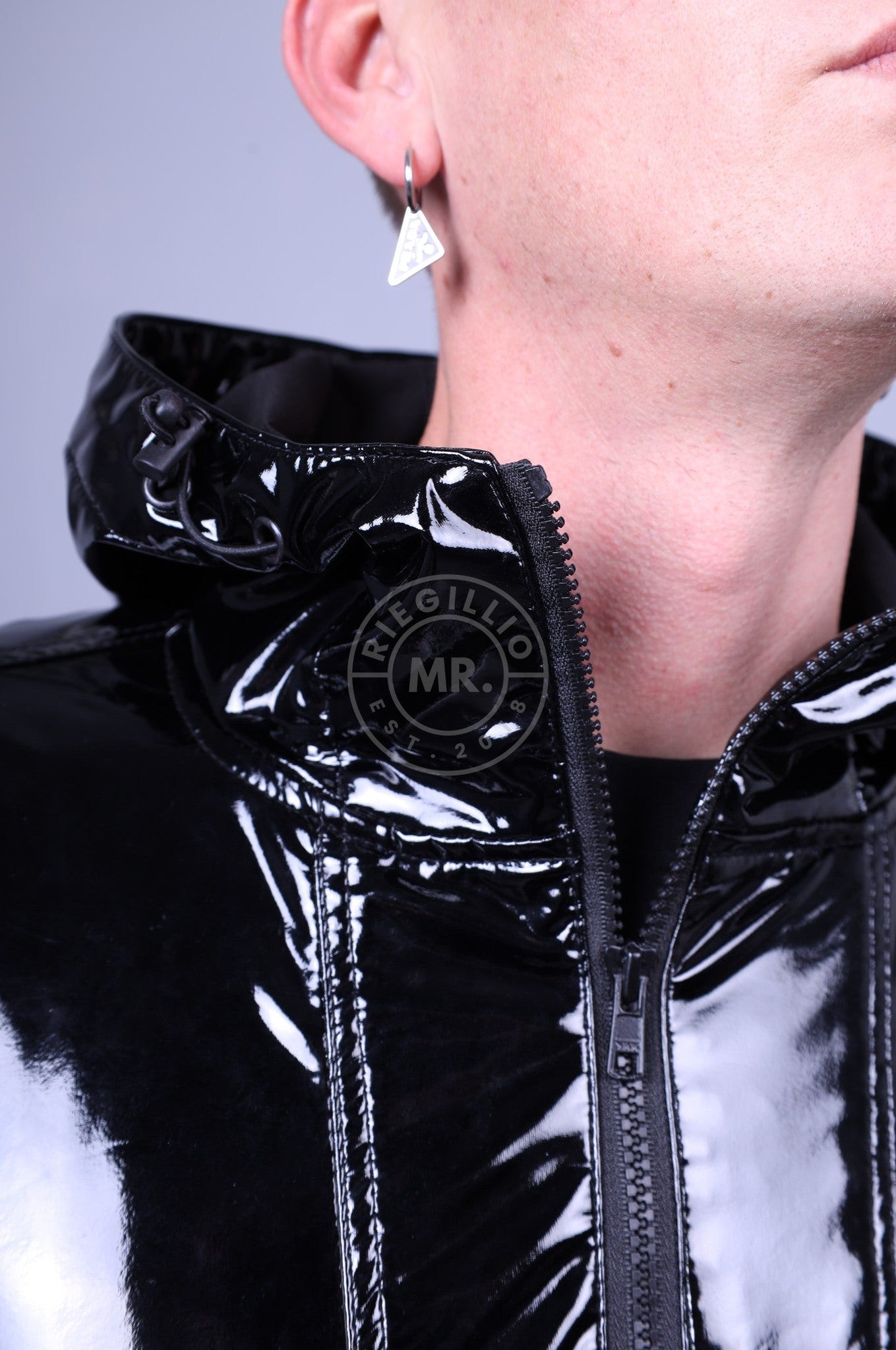 Black PVC Anorak Hoodie at MR. Riegillio