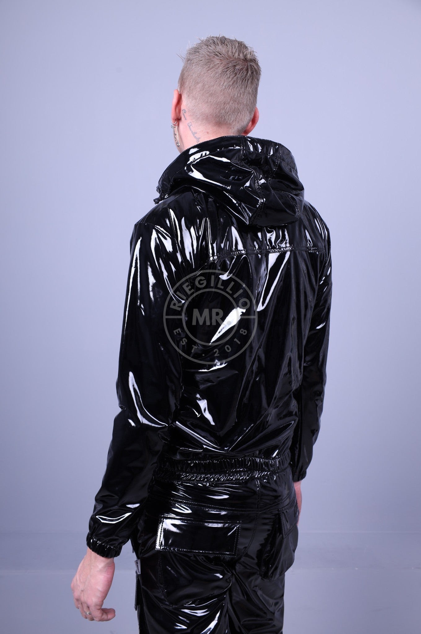 Black PVC Anorak Hoodie at MR. Riegillio
