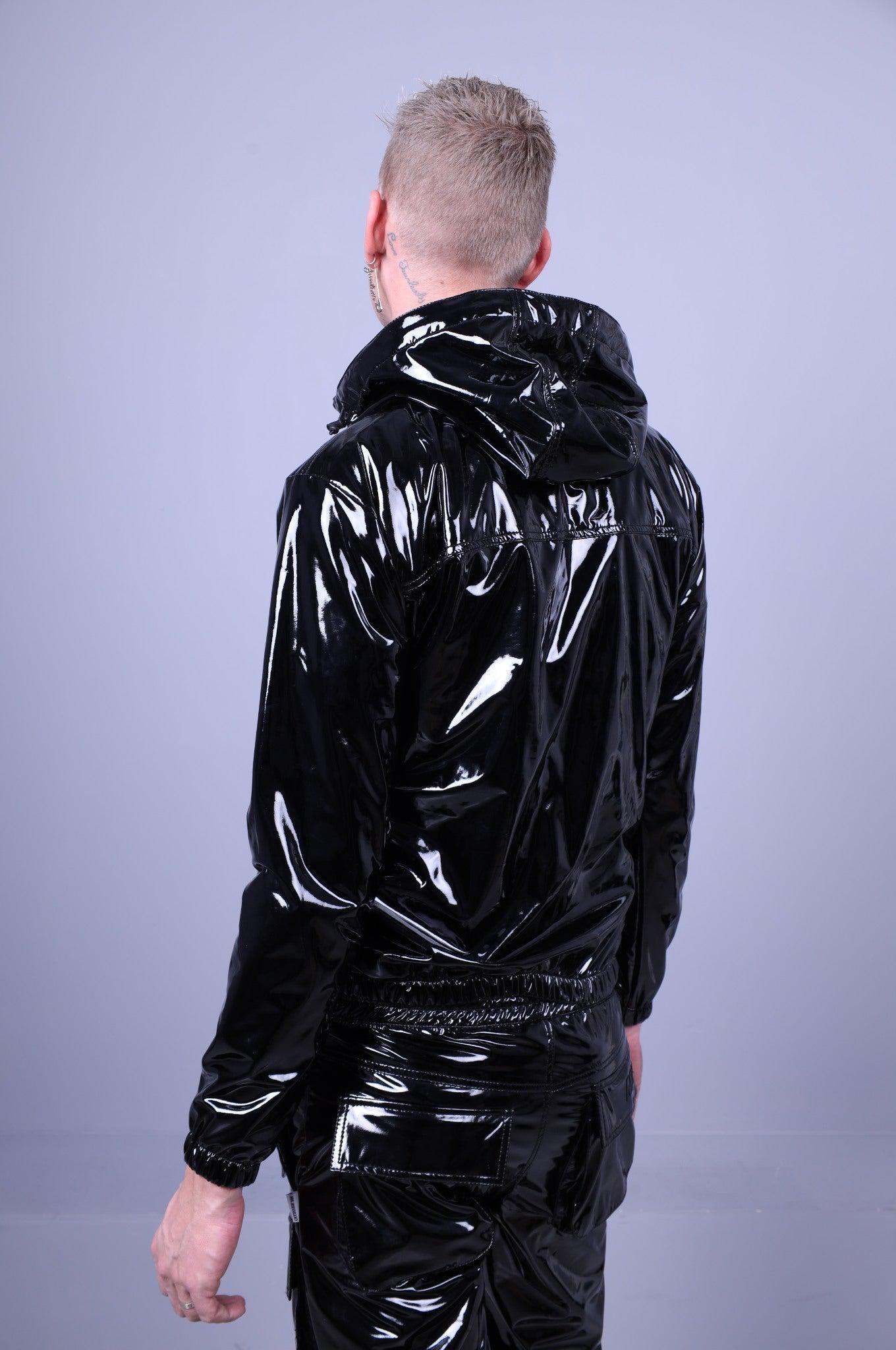 Black PVC Anorak Hoodie at MR. Riegillio
