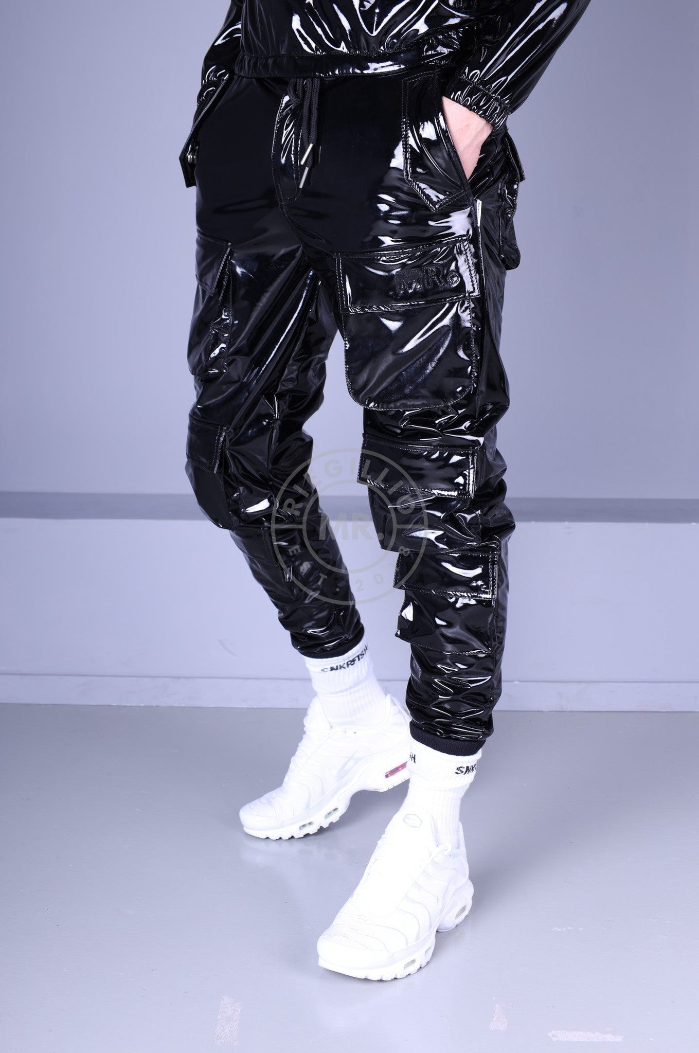 Black PVC Utility Pants-at MR. Riegillio