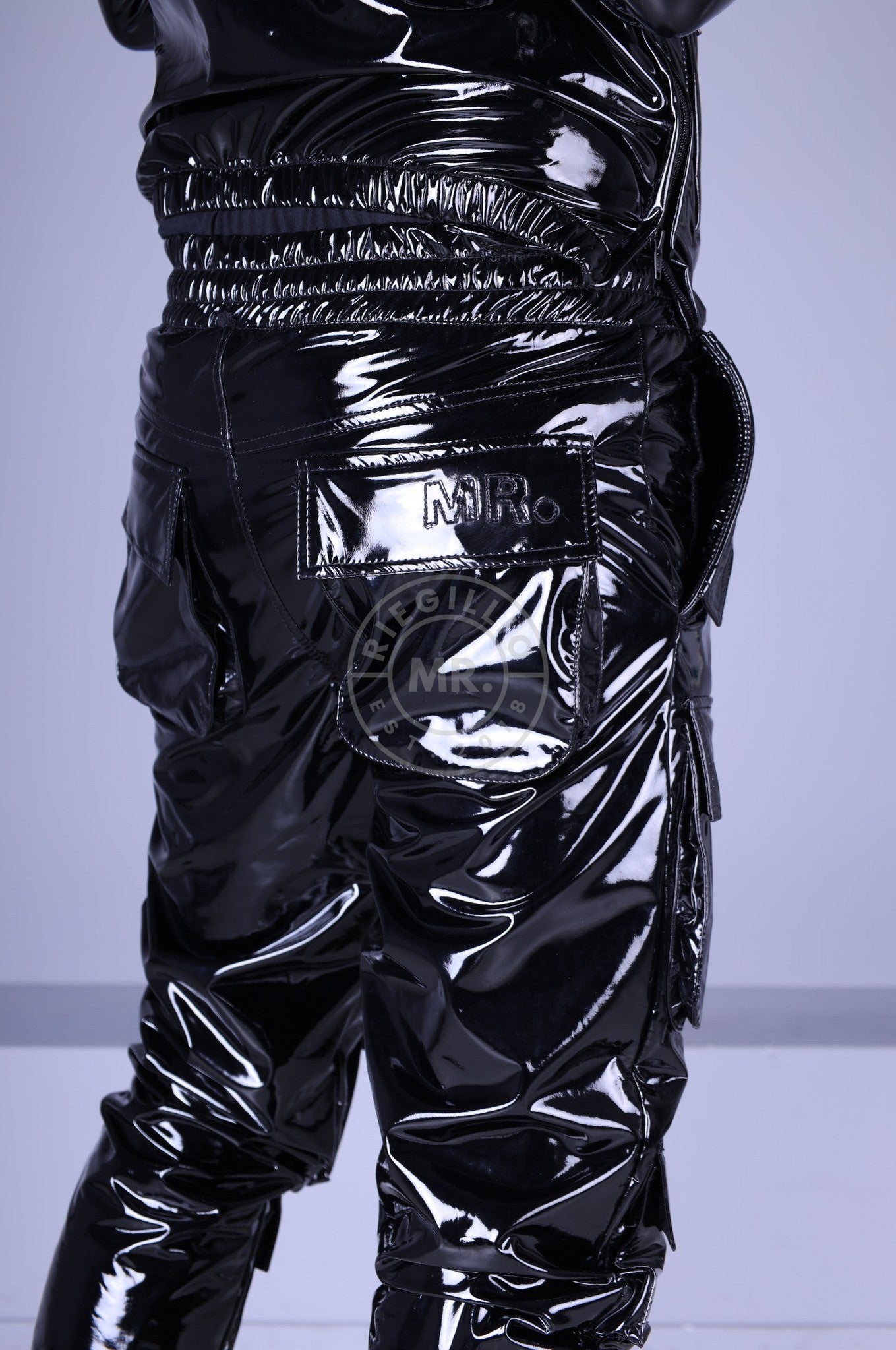 Black PVC Utility Pants at MR. Riegillio