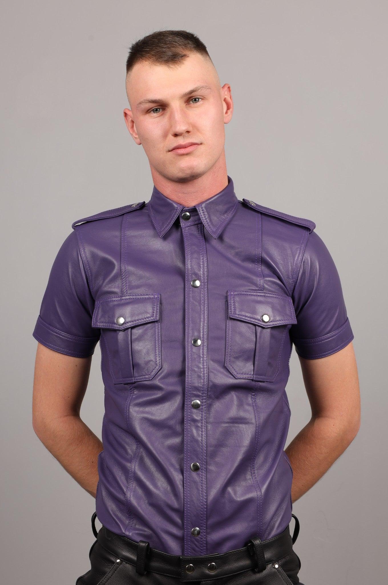 Purple Leather Shirt at MR. Riegillio
