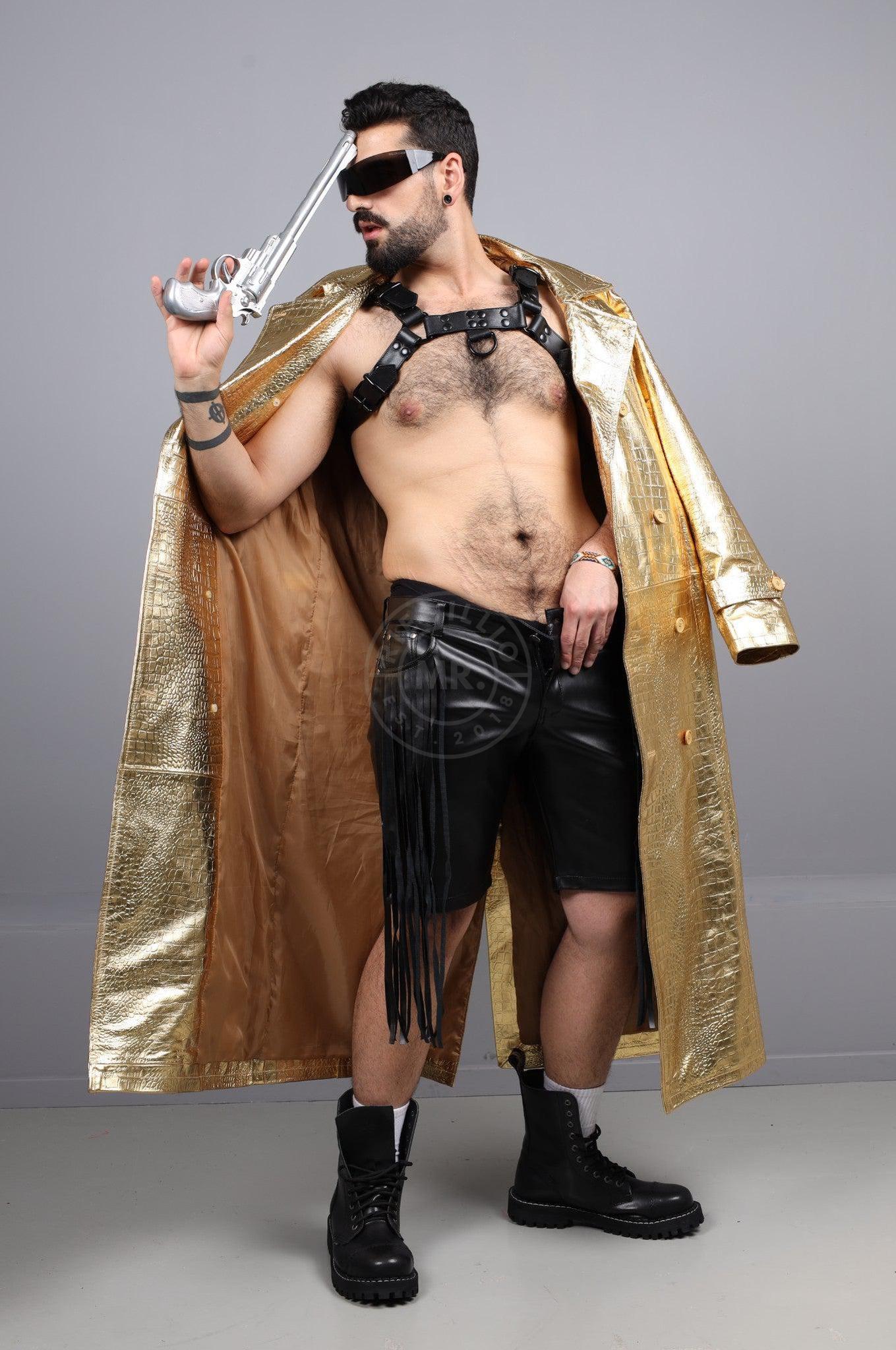 Metallic Leather Snake Trench Coat - Gold at MR. Riegillio