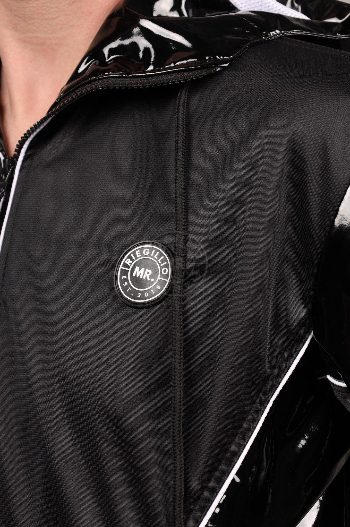 PVC 24 Tracksuit Hooded Jacket - Black with White Piping at MR. Riegillio