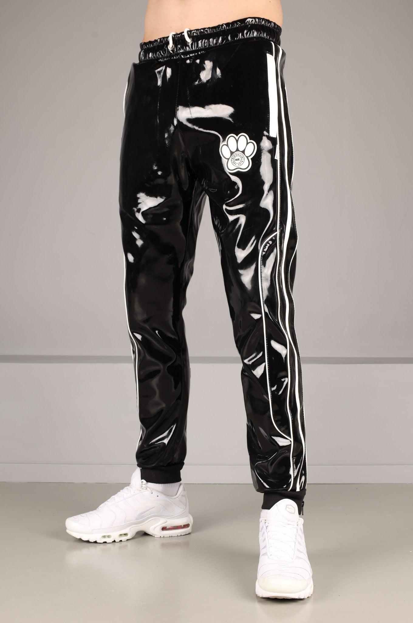 Black PVC Puppy Tracksuit Pants at MR. Riegillio