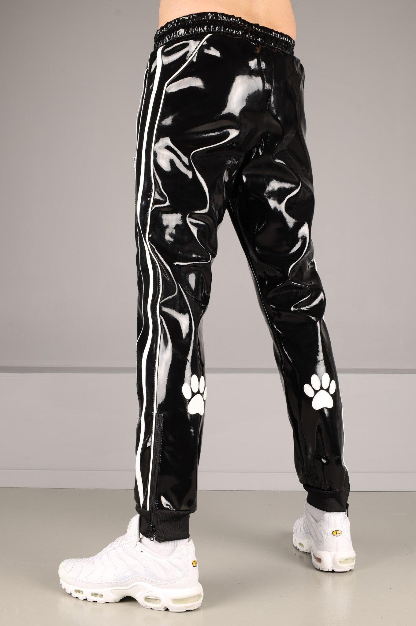 Black PVC Puppy Tracksuit Pants at MR. Riegillio